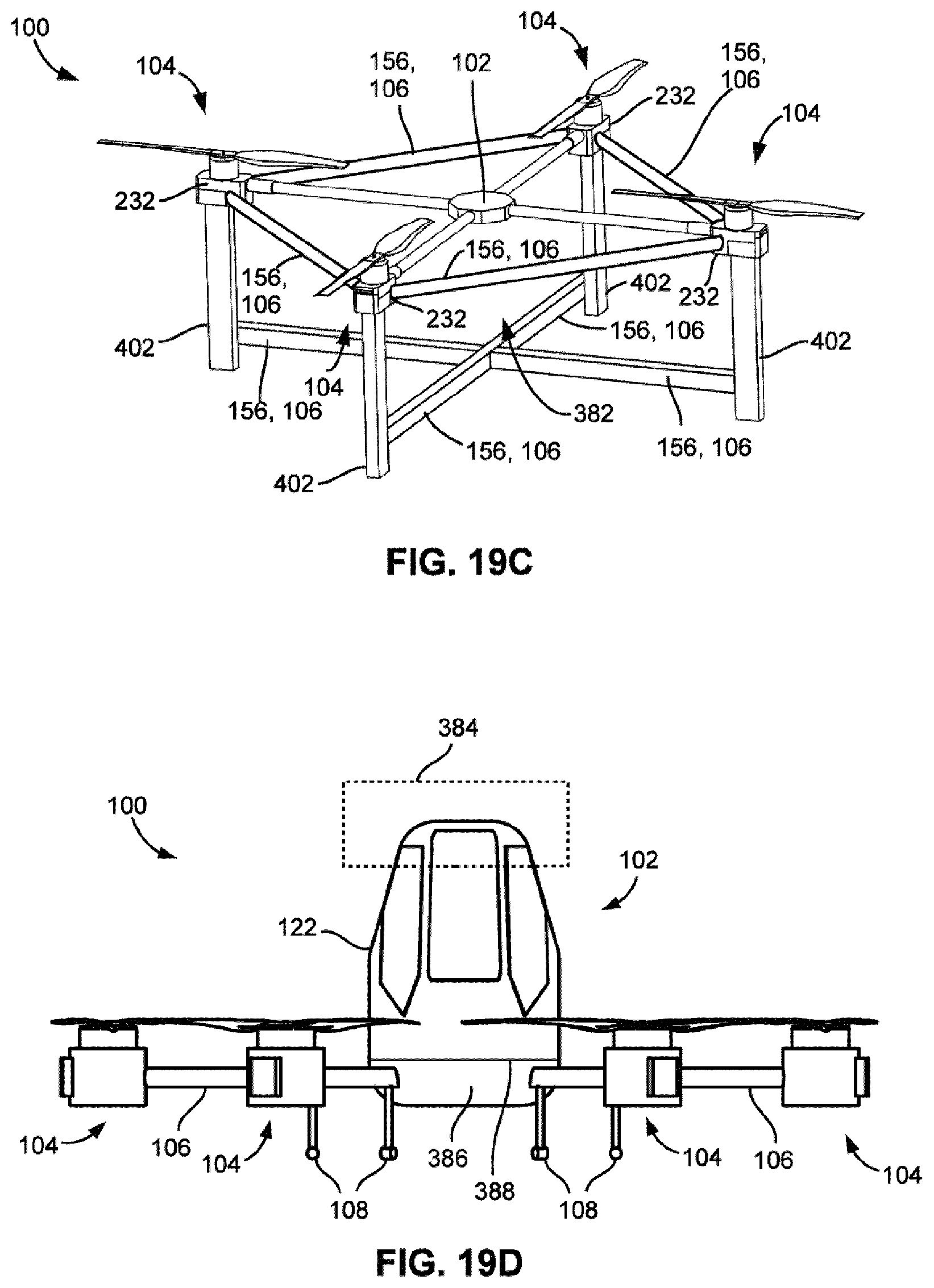 Patent US11772794 Figure 15 – Pilotless transportation aerial-vehicle having distributed-batteries and powering method therefor