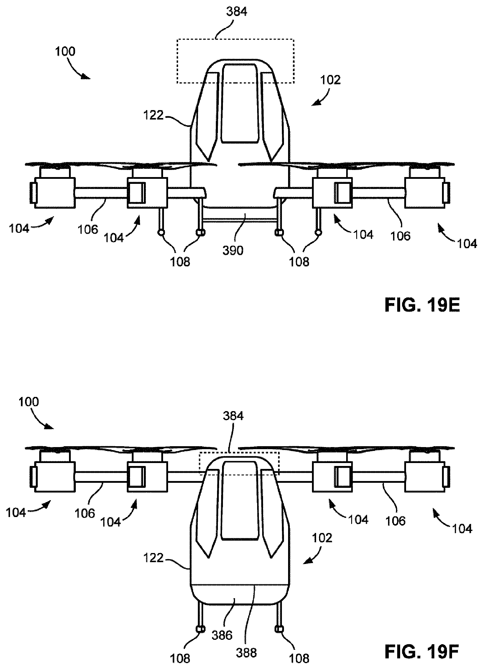 Patent US11772794 Figure 16 – Pilotless transportation aerial-vehicle having distributed-batteries and powering method therefor