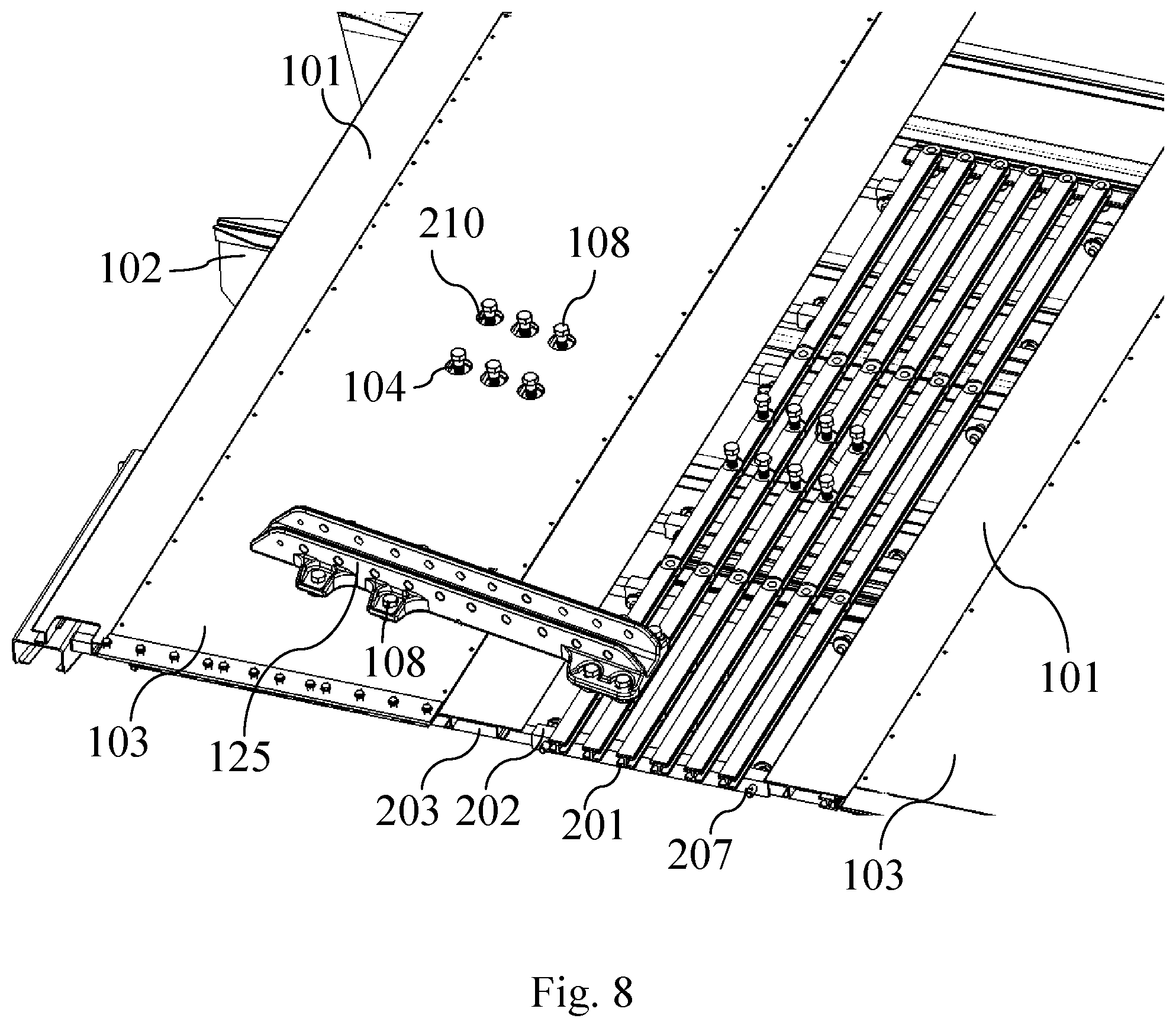 Patent US11772796 Figure 7 – System and method for mounting items to an aircraft floor