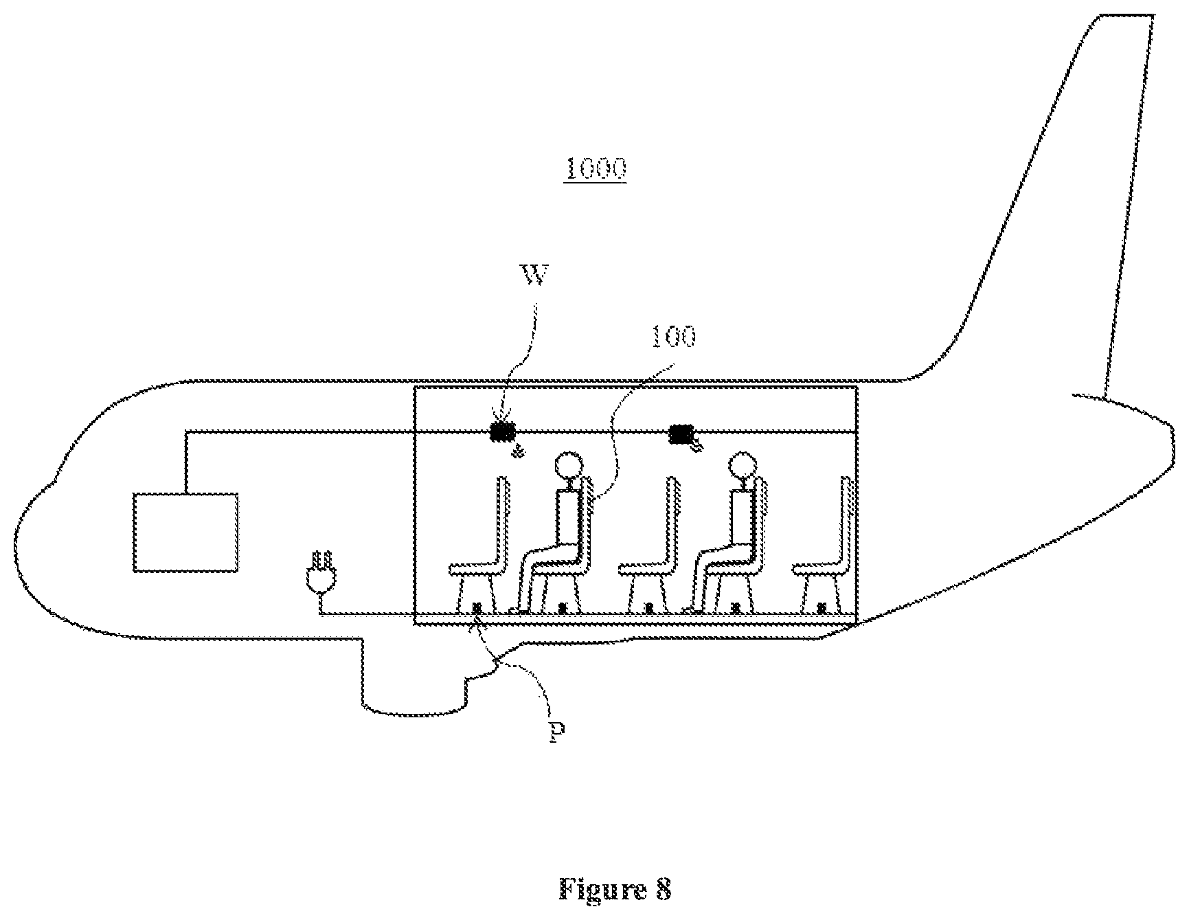 Patent US11772797 Figure 6 – Integrated aircraft passenger entertainment device, aircraft passenger seat and aircraft