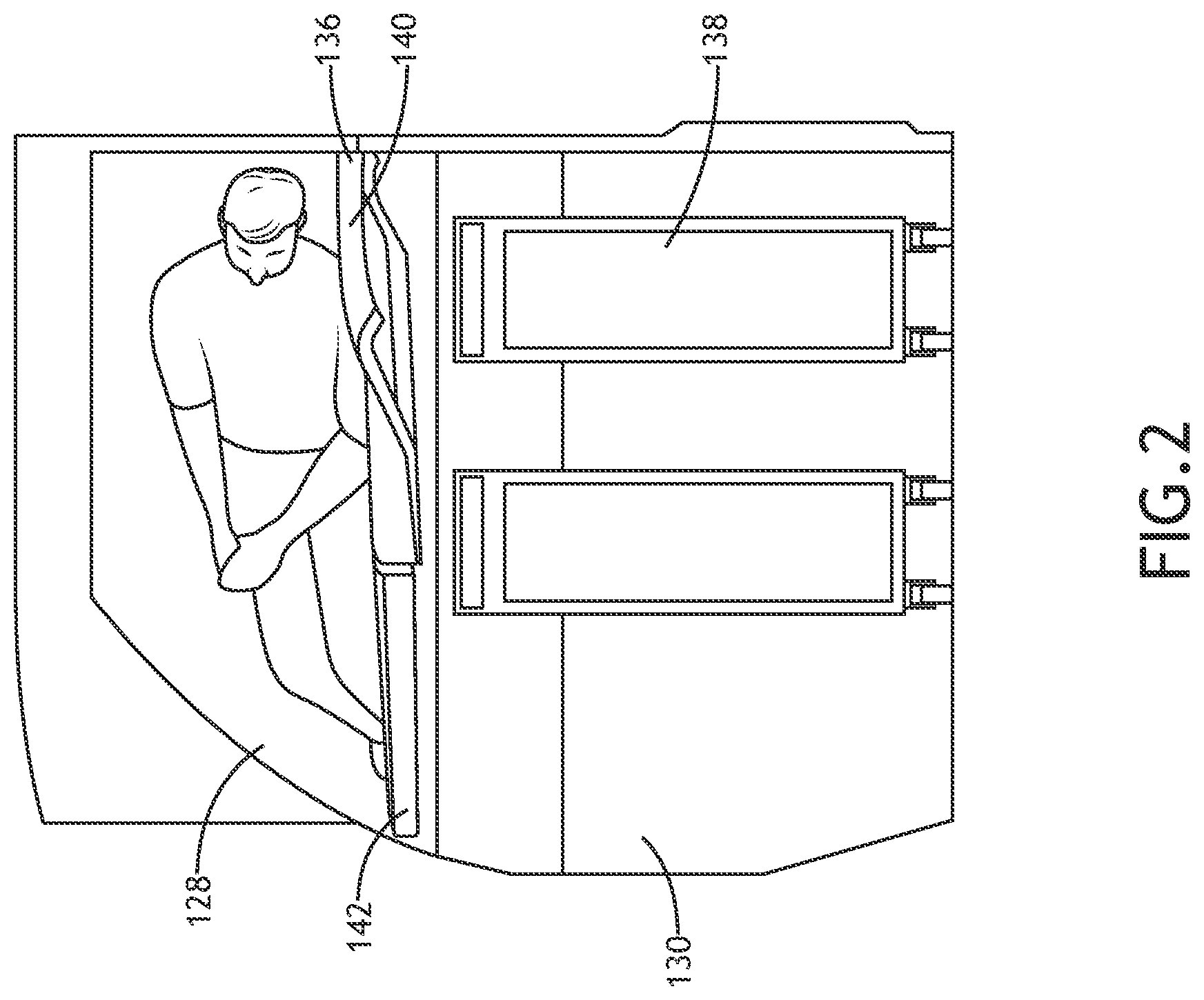 Patent US11772798 Figure 2 – Aircraft monument with integrated cabin crew quarters