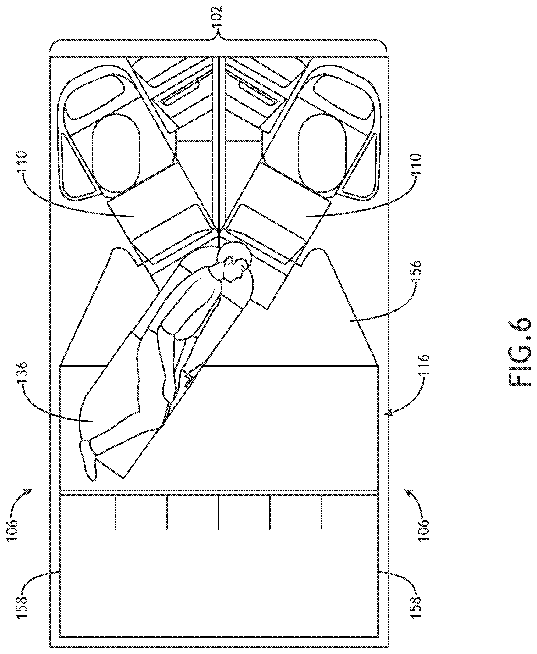 Patent US11772798 Figure 6 – Aircraft monument with integrated cabin crew quarters