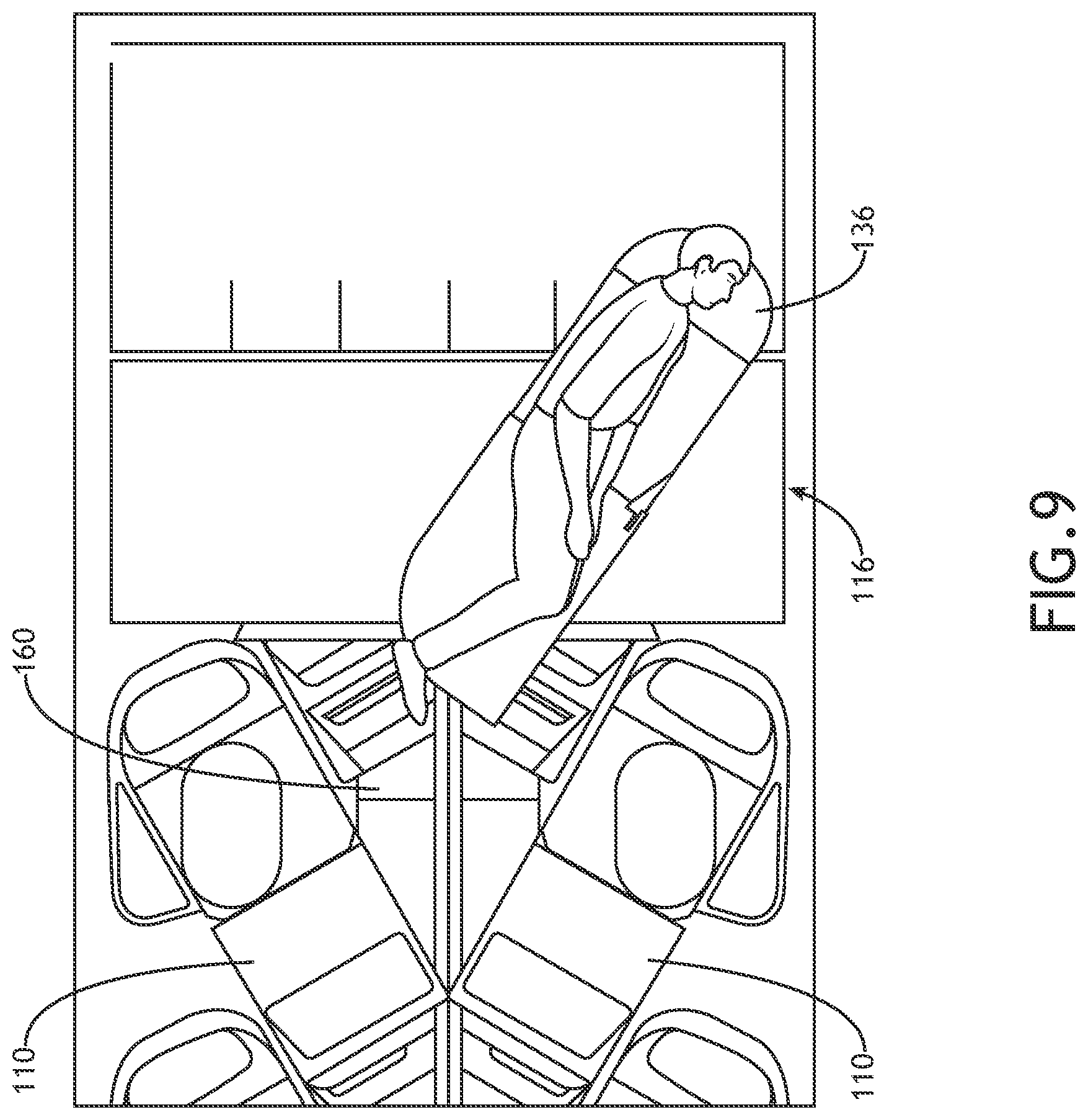 Patent US11772798 Figure 9 – Aircraft monument with integrated cabin crew quarters