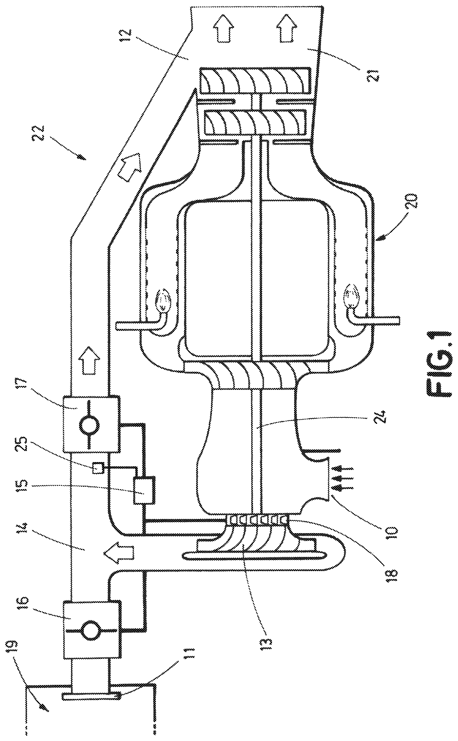 Patent US11772800 Figure 1 – Vehicle cabin air supply device and operating method of such device
