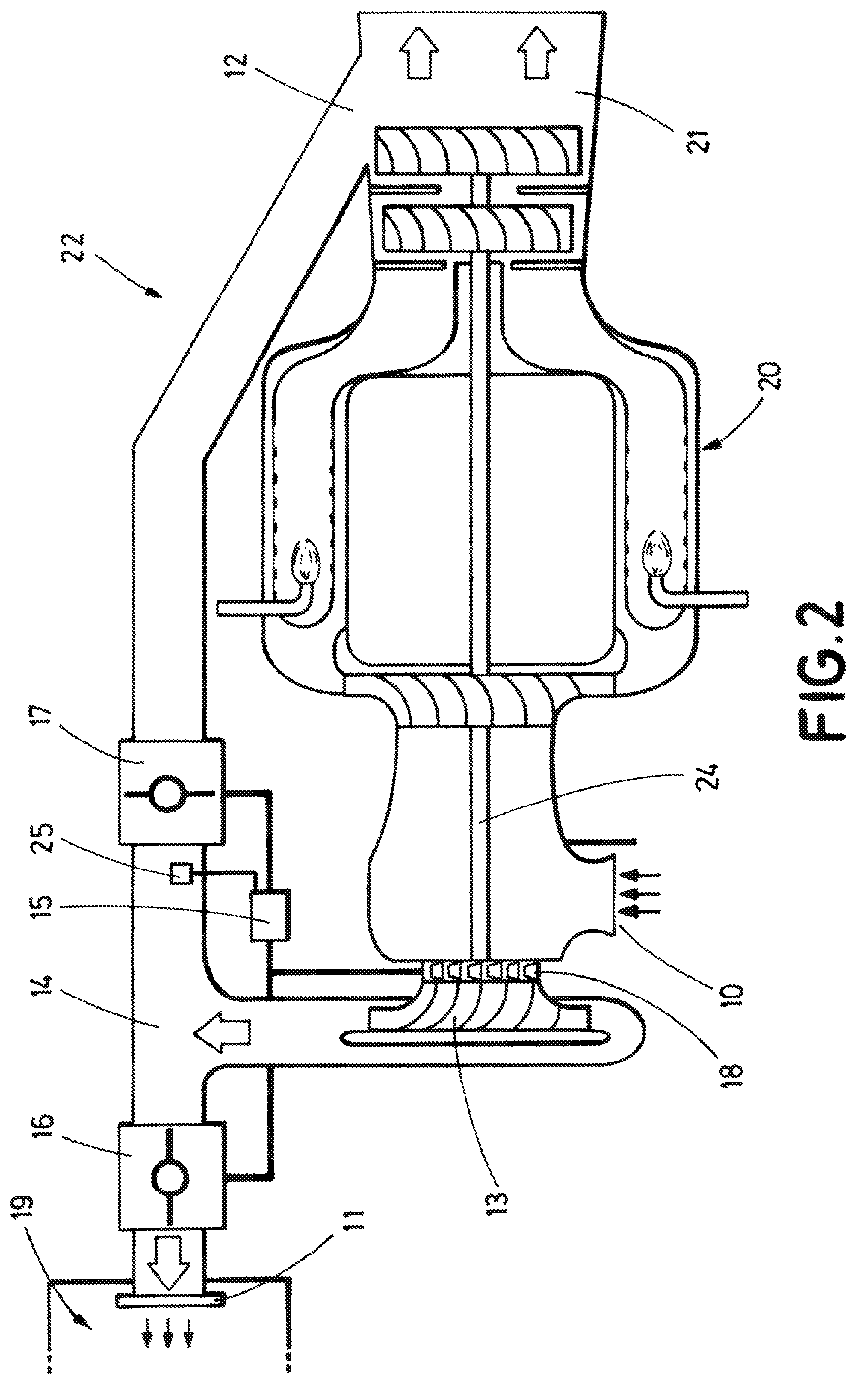 Patent US11772800 Figure 2 – Vehicle cabin air supply device and operating method of such device