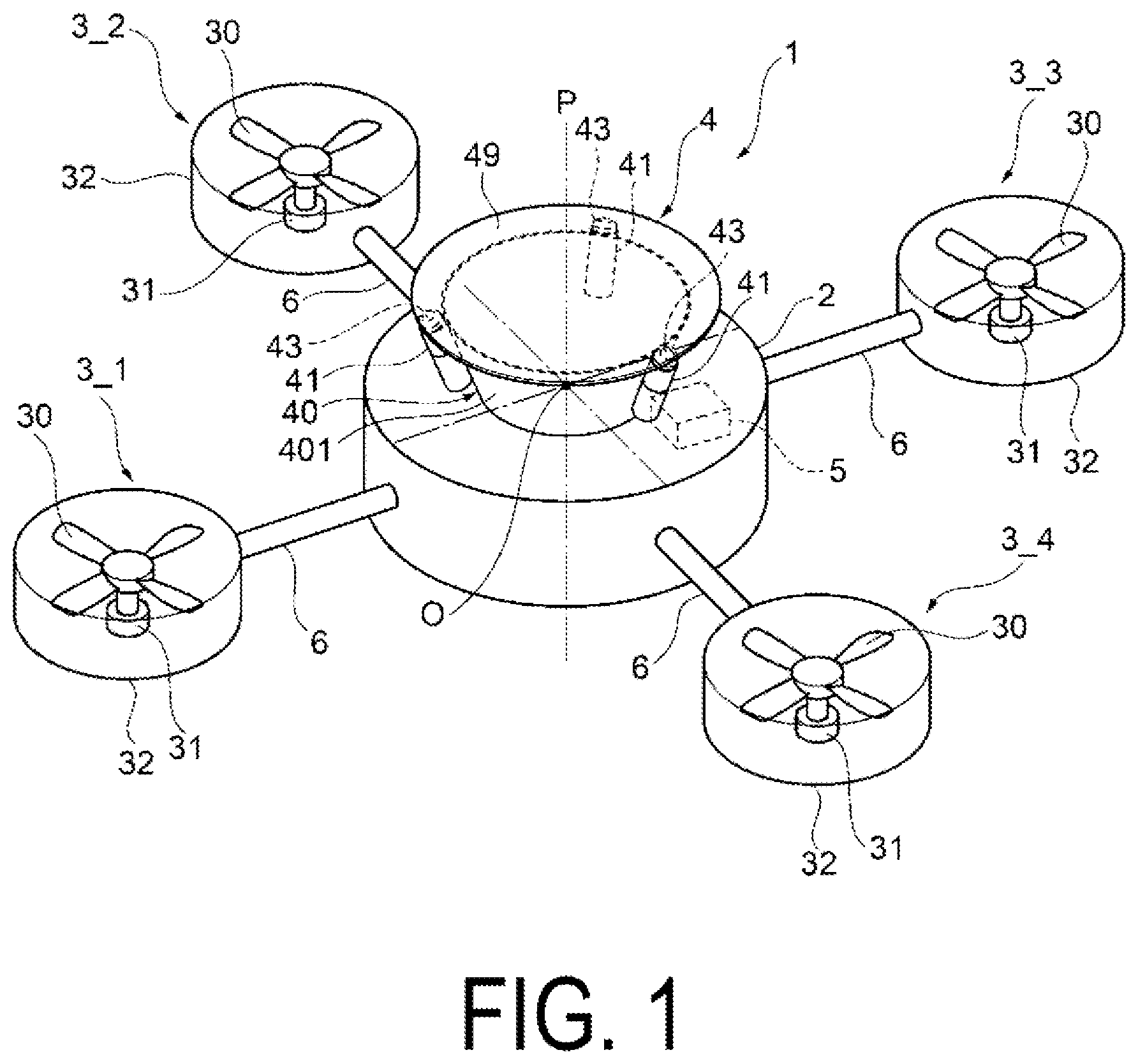Patent US11772803 Figure 1 – Parachute device, flight device, and flying body ejection mechanism