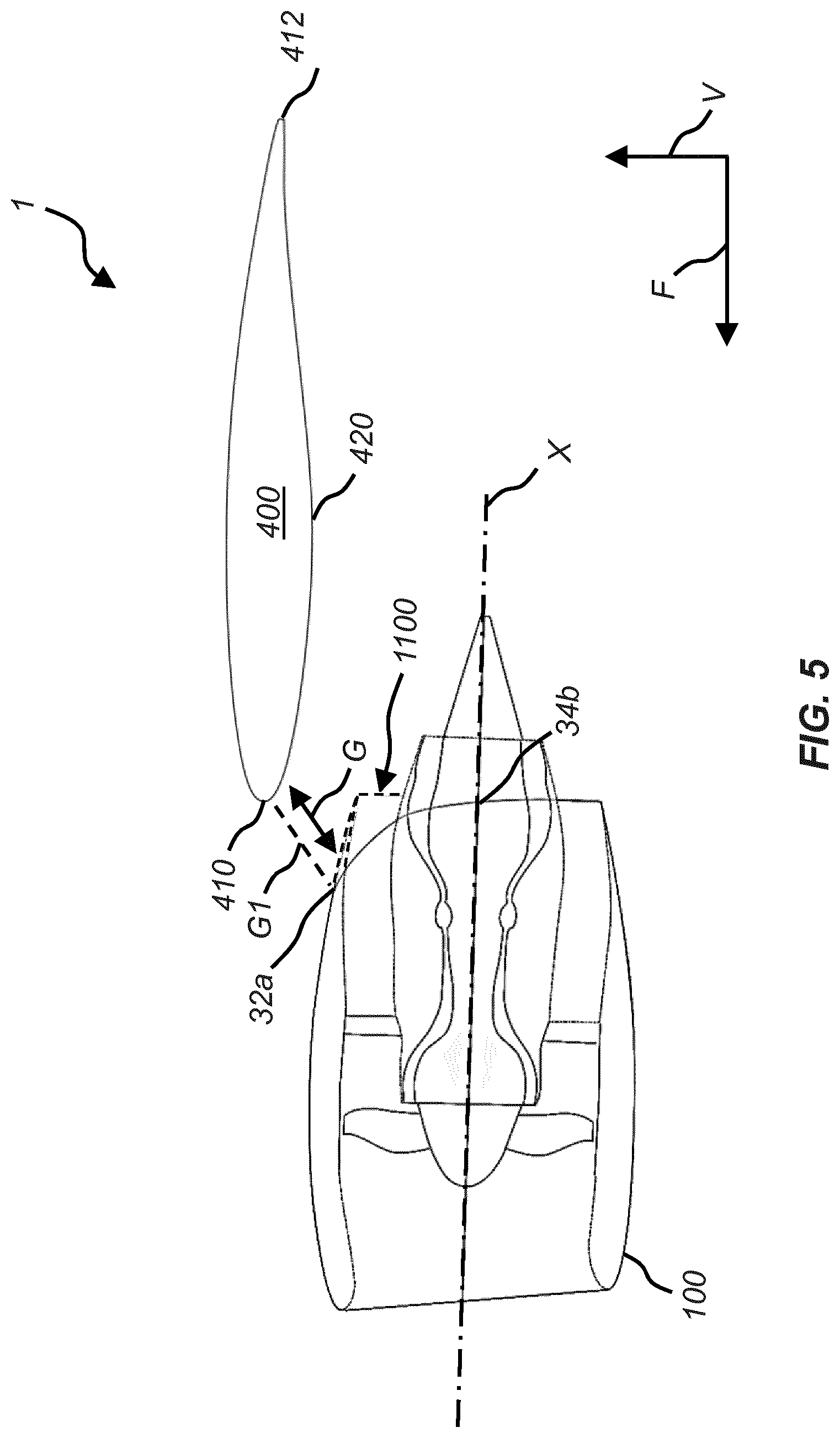 Patent US11772806 Figure 3 – Aircraft engine nacelle with an aft end major axis substantially parallel to the leading edge of a wing