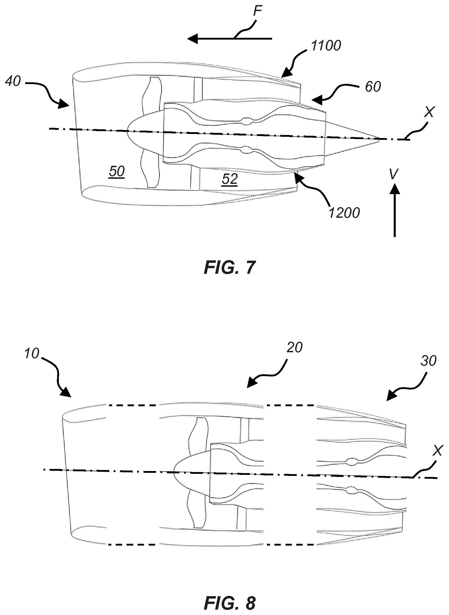 Patent US11772806 Figure 5 – Aircraft engine nacelle with an aft end major axis substantially parallel to the leading edge of a wing