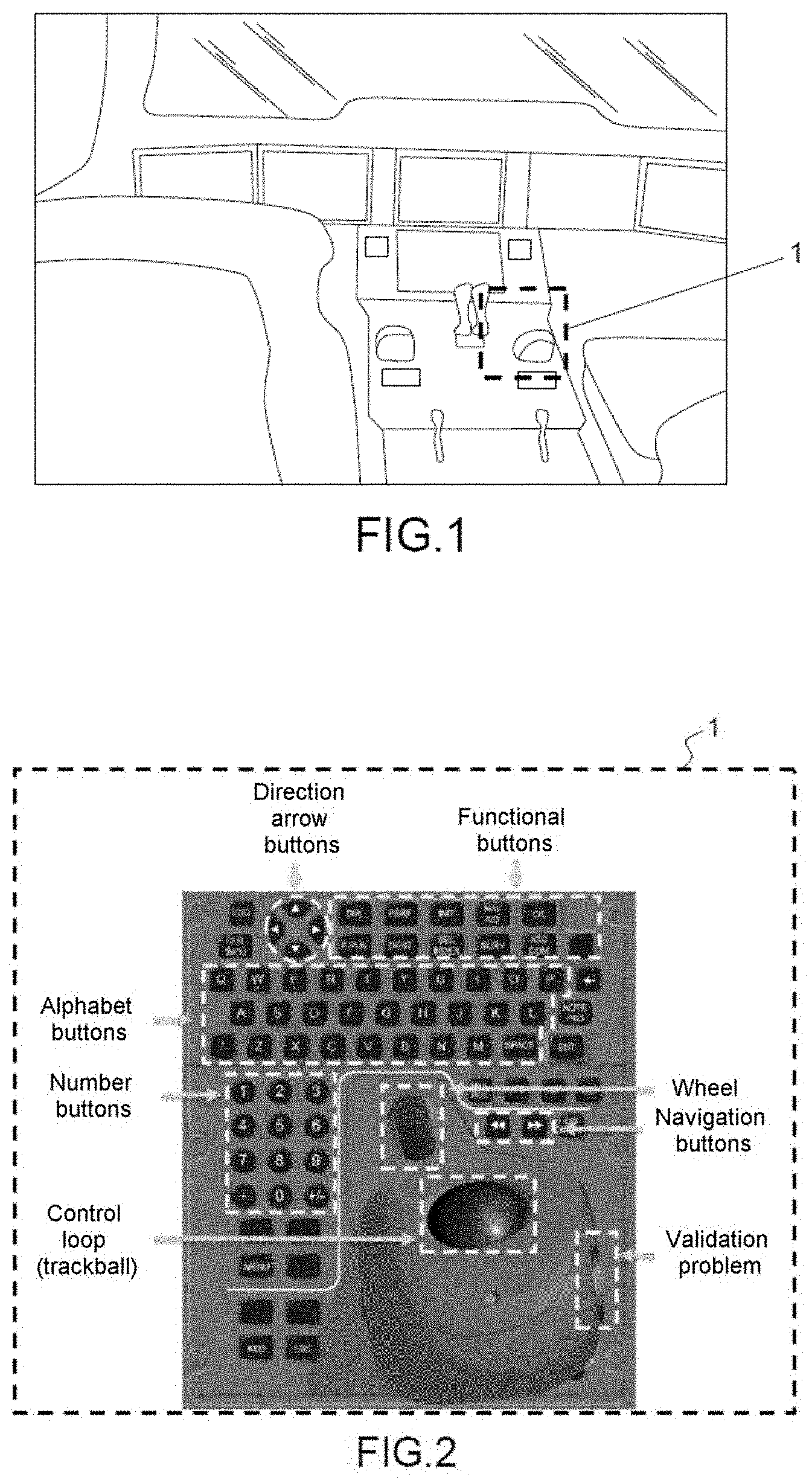 Patent US11772811 Figure 1 – System for remote interaction with a pointing means of an aircraft cockpit display system