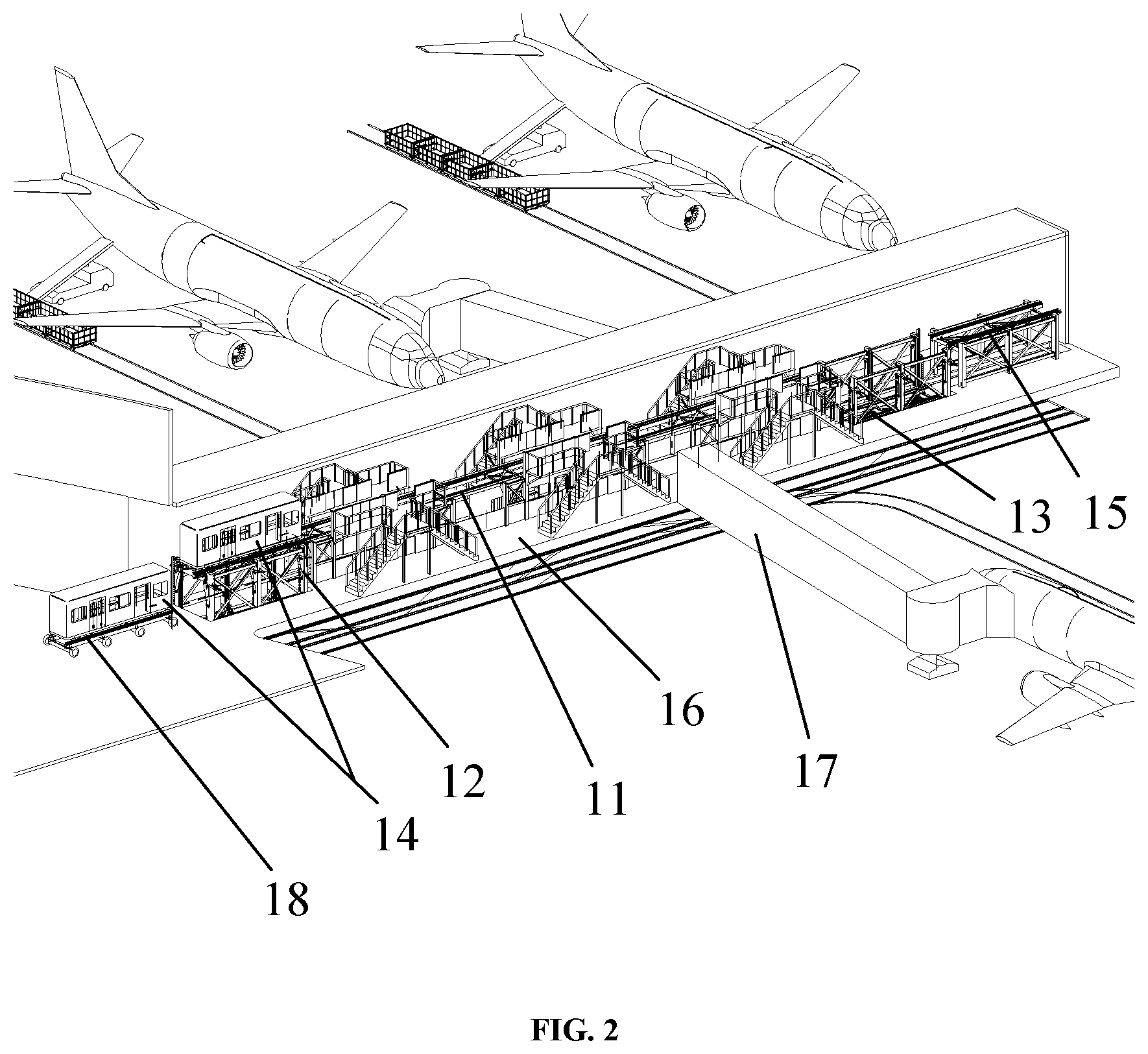 Patent US11772818 Figure 2 – Unmanned, rapid and circular transportation system for airport passengers and luggage