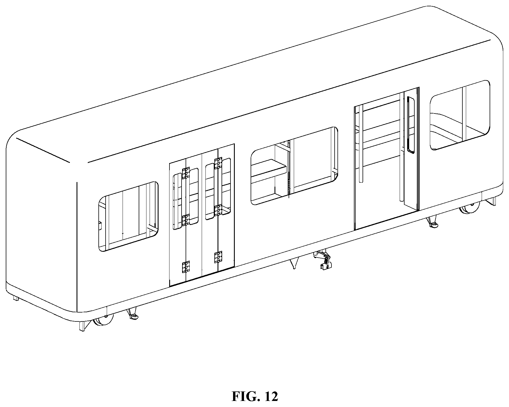 Patent US11772818 Figure 12 – Unmanned, rapid and circular transportation system for airport passengers and luggage