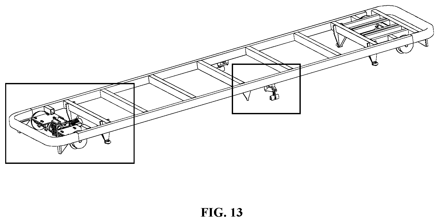 Patent US11772818 Figure 13 – Unmanned, rapid and circular transportation system for airport passengers and luggage