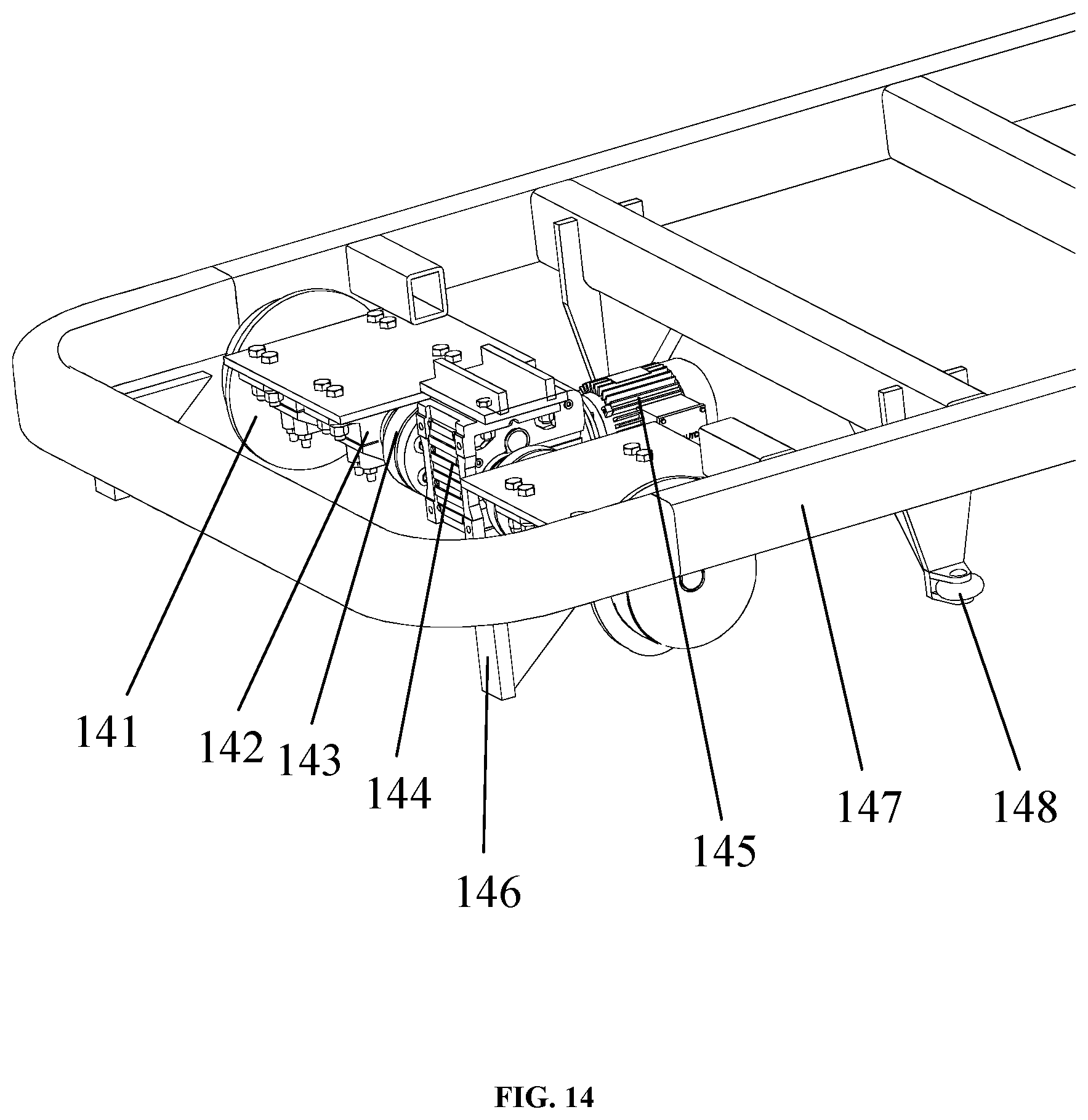 Patent US11772818 Figure 14 – Unmanned, rapid and circular transportation system for airport passengers and luggage