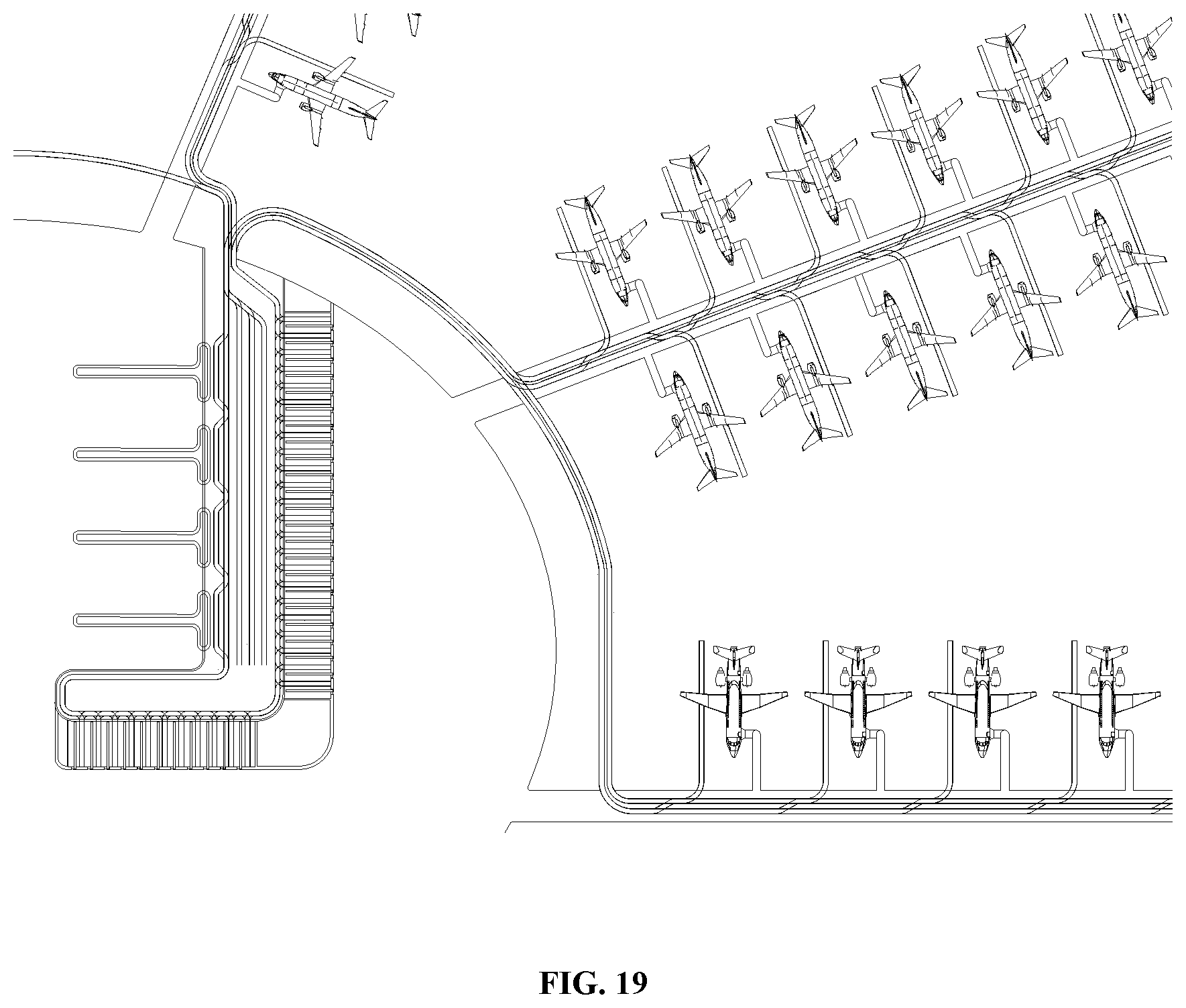 Patent US11772818 Figure 19 – Unmanned, rapid and circular transportation system for airport passengers and luggage