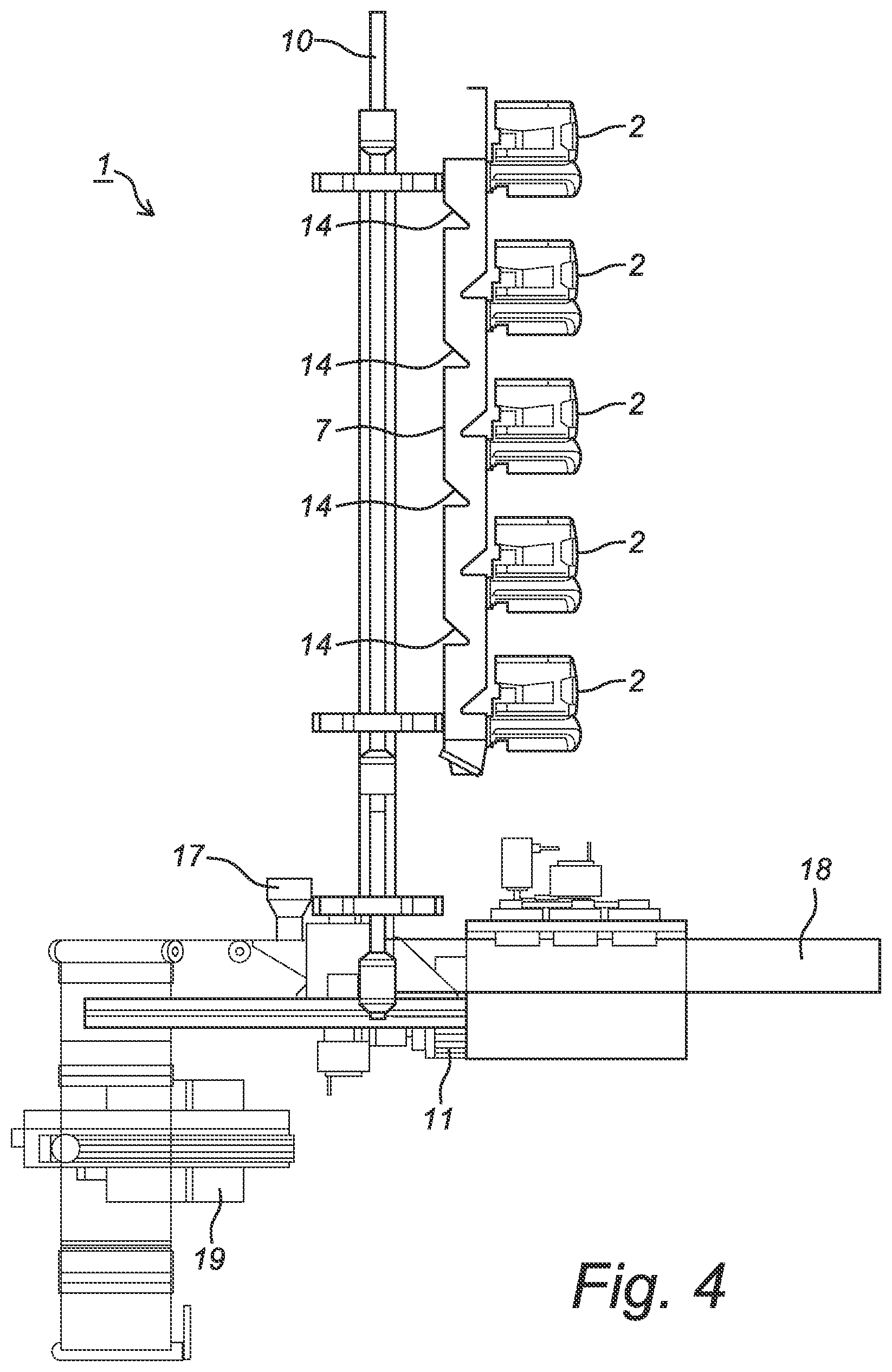 Patent US11772837 Figure 4 – Storage and dosing station for storage and dispensing dosed quantities of solid drug portions