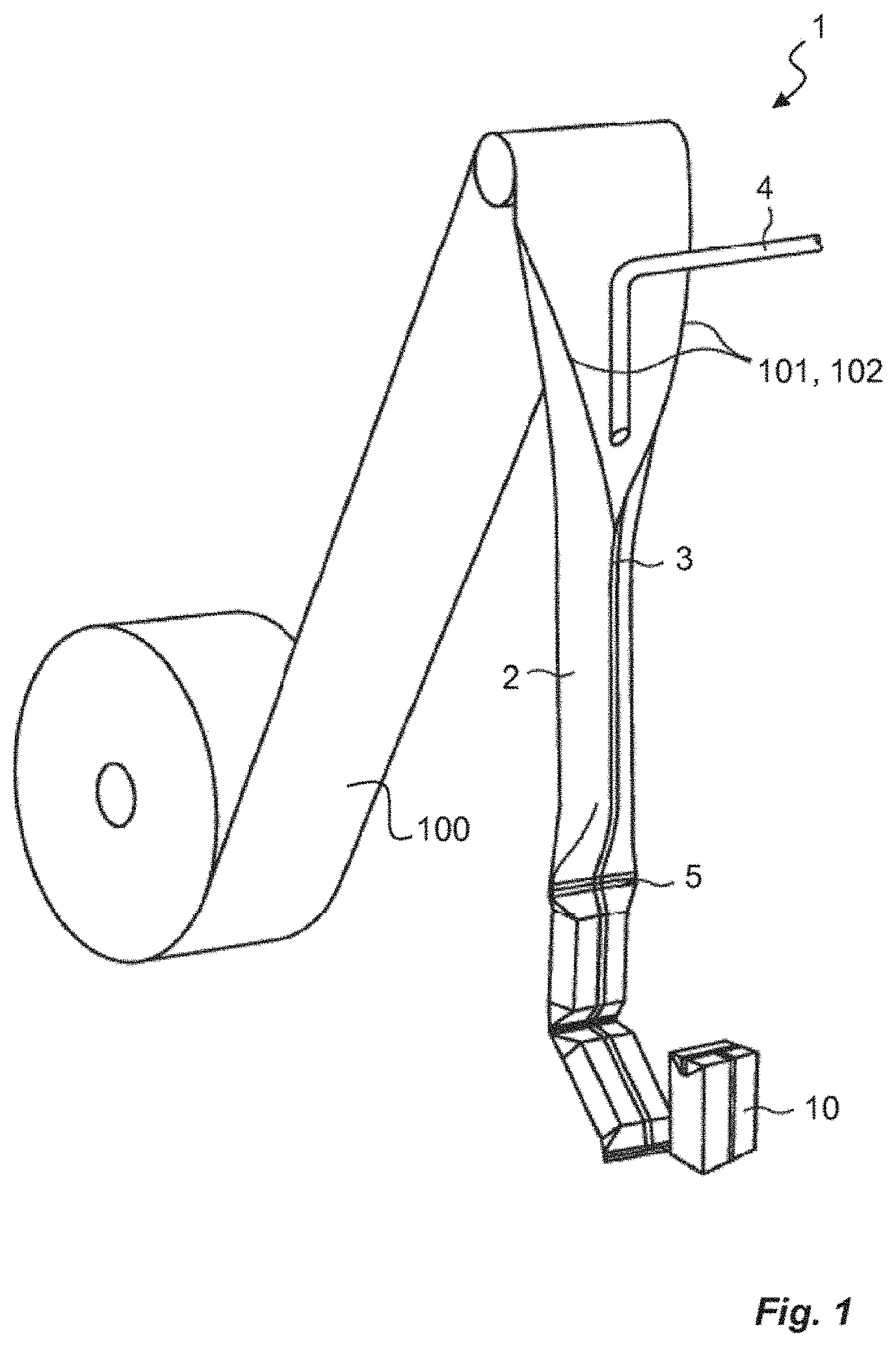 Patent US11772841 Figure 1 – Method for producing a packaging material