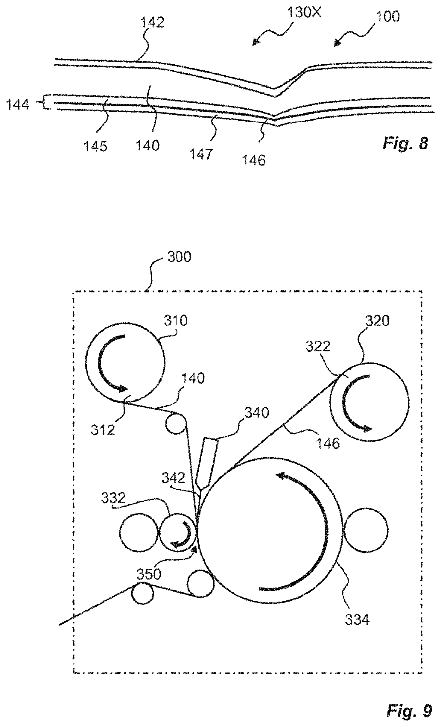 Patent US11772841 Figure 8 – Method for producing a packaging material