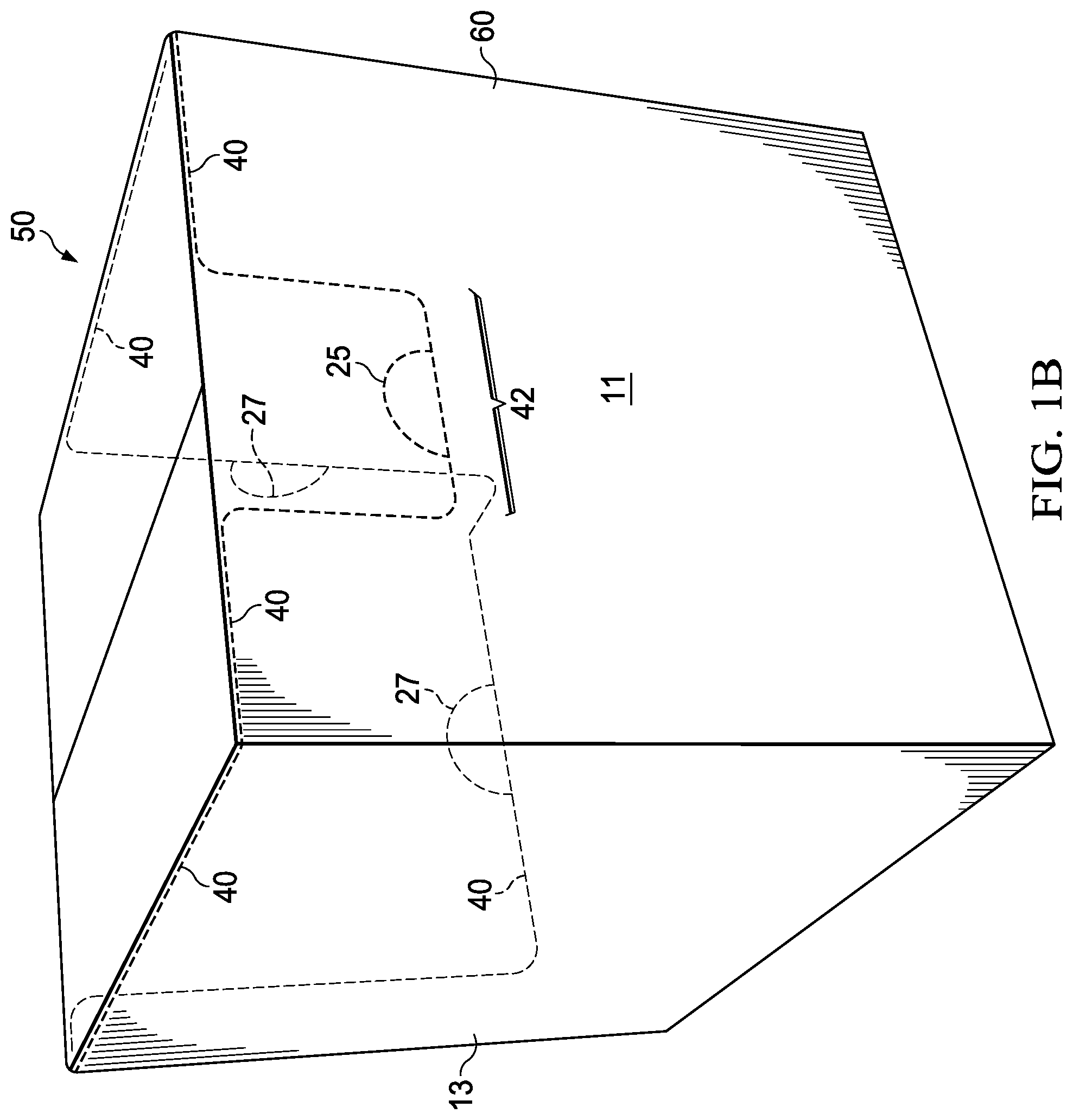 Patent US11772842 Figure 2 – Package with reinforced lines of weakness for storage and transport