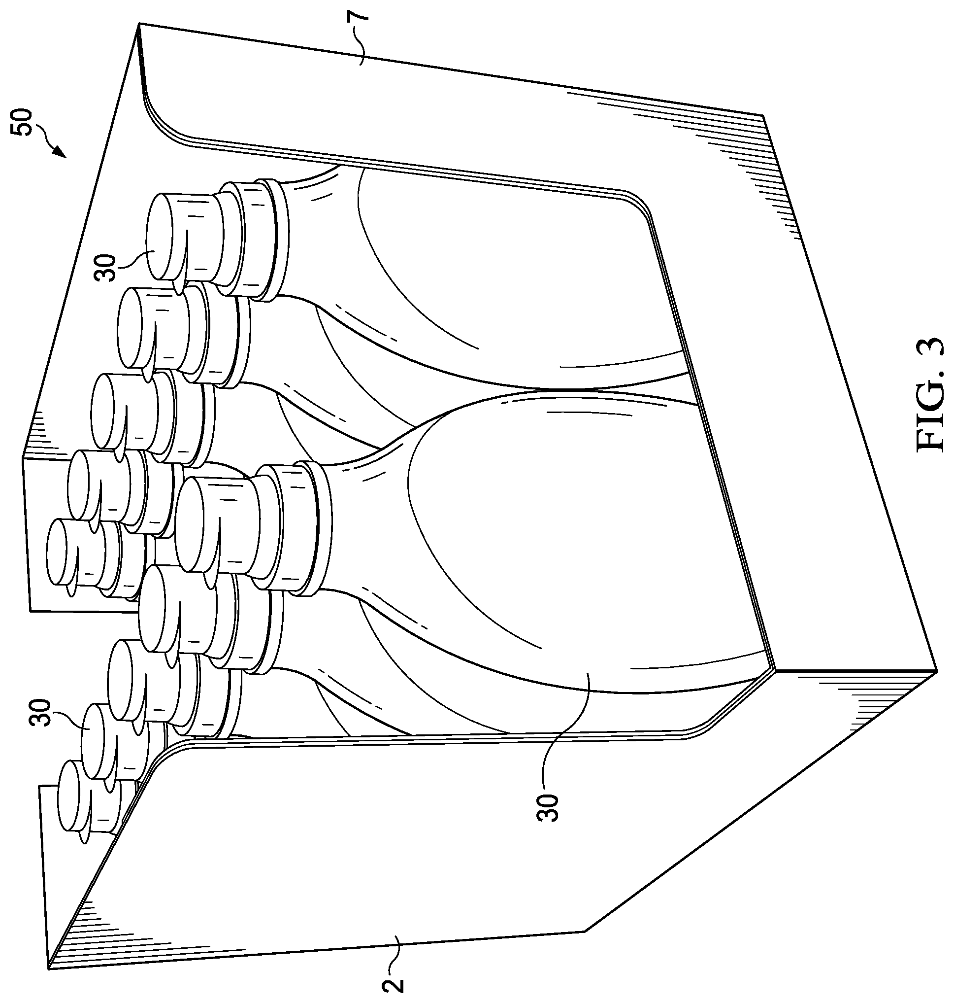 Patent US11772842 Figure 4 – Package with reinforced lines of weakness for storage and transport