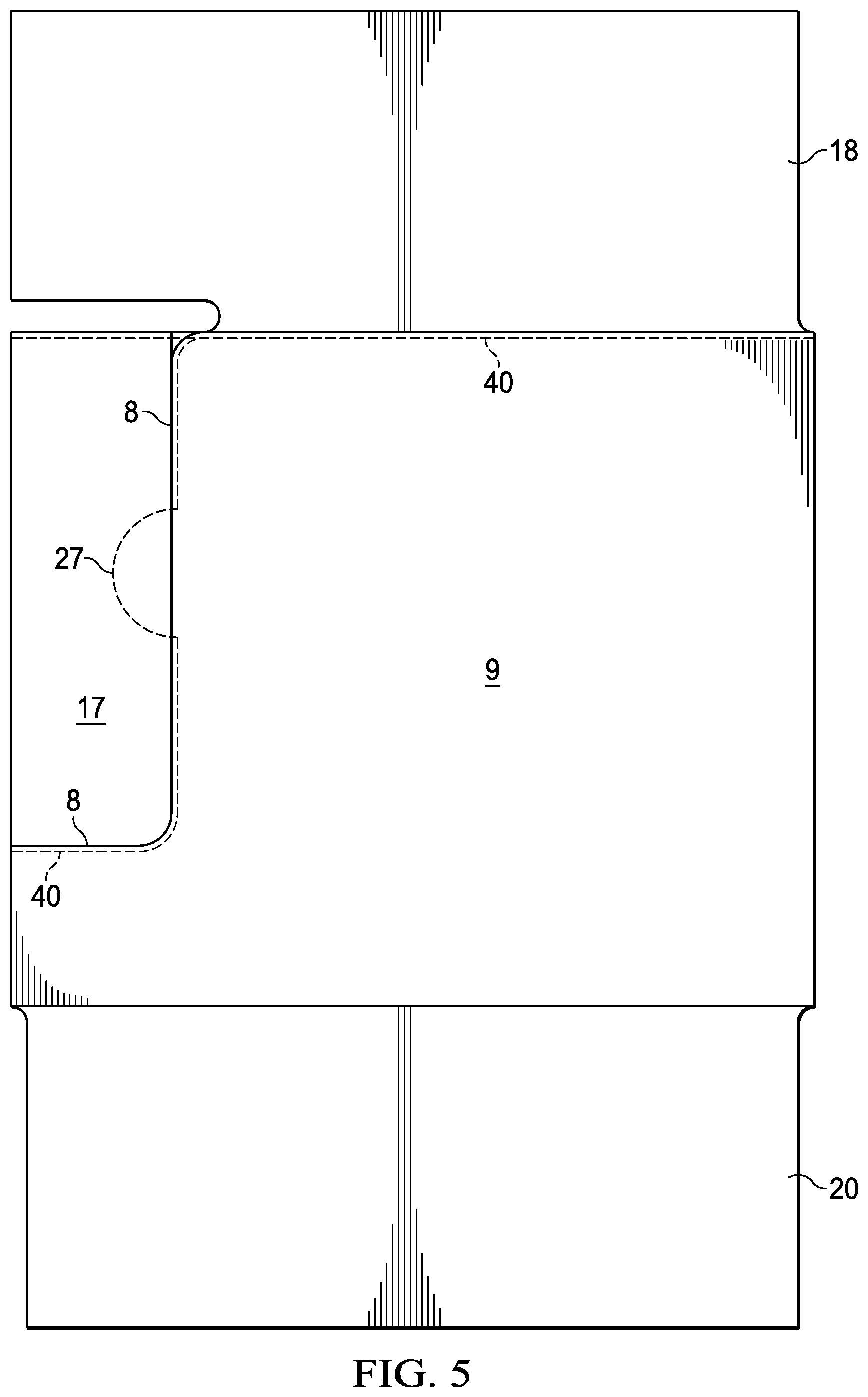 Patent US11772842 Figure 6 – Package with reinforced lines of weakness for storage and transport