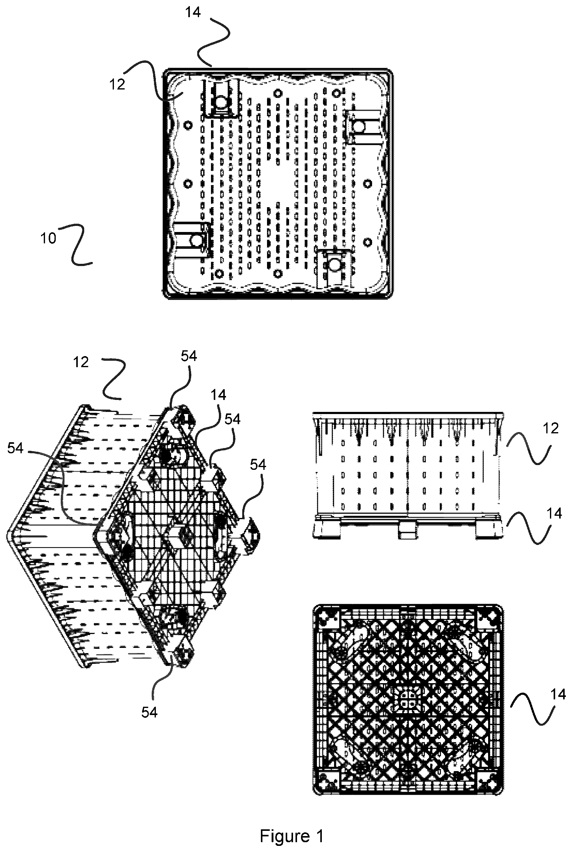 Patent US11772844 Figure 1 – Reusable bin assembly