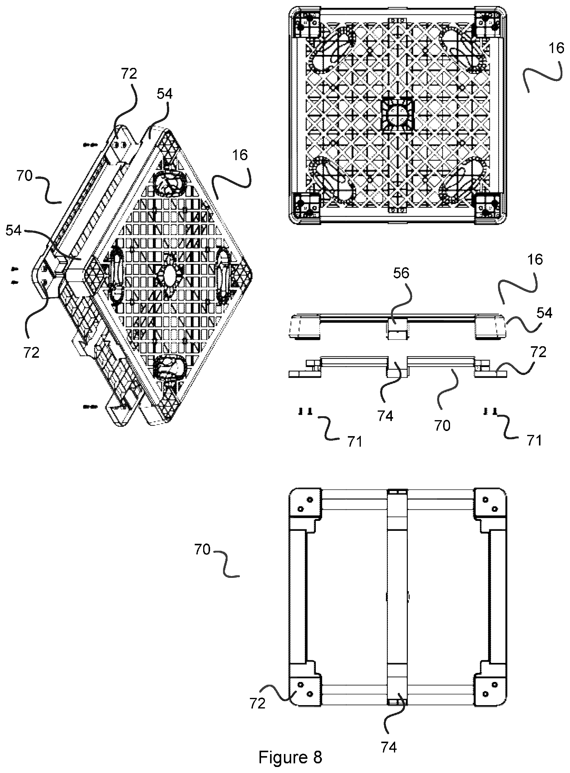 Patent US11772844 Figure 8 – Reusable bin assembly