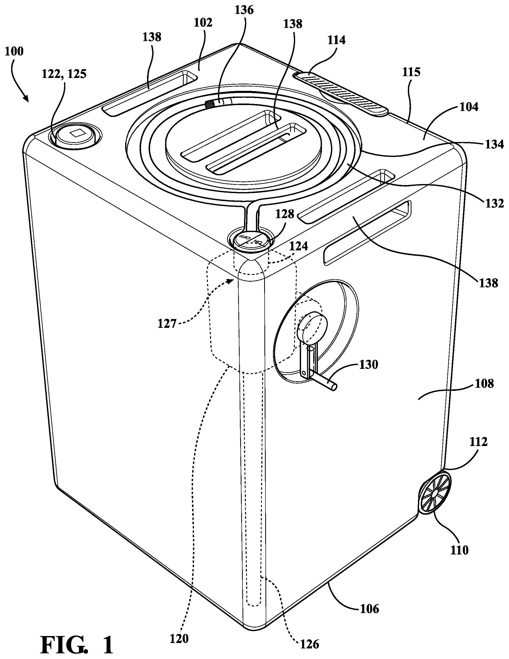 Patent US11772848 — Container with pump system and method — Figure 1