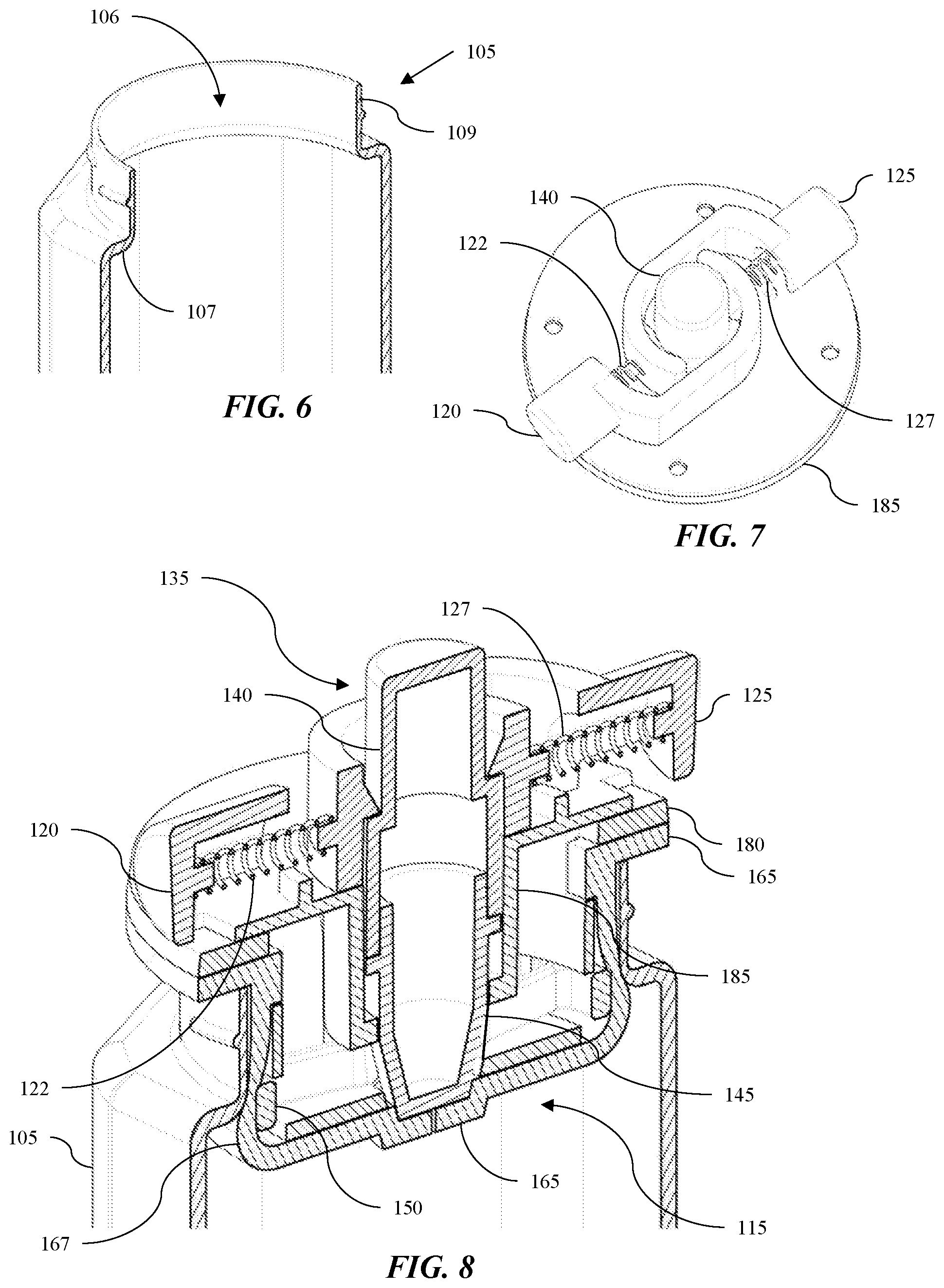 Patent US11772850 Figure 5 – Container cap and sealing assembly