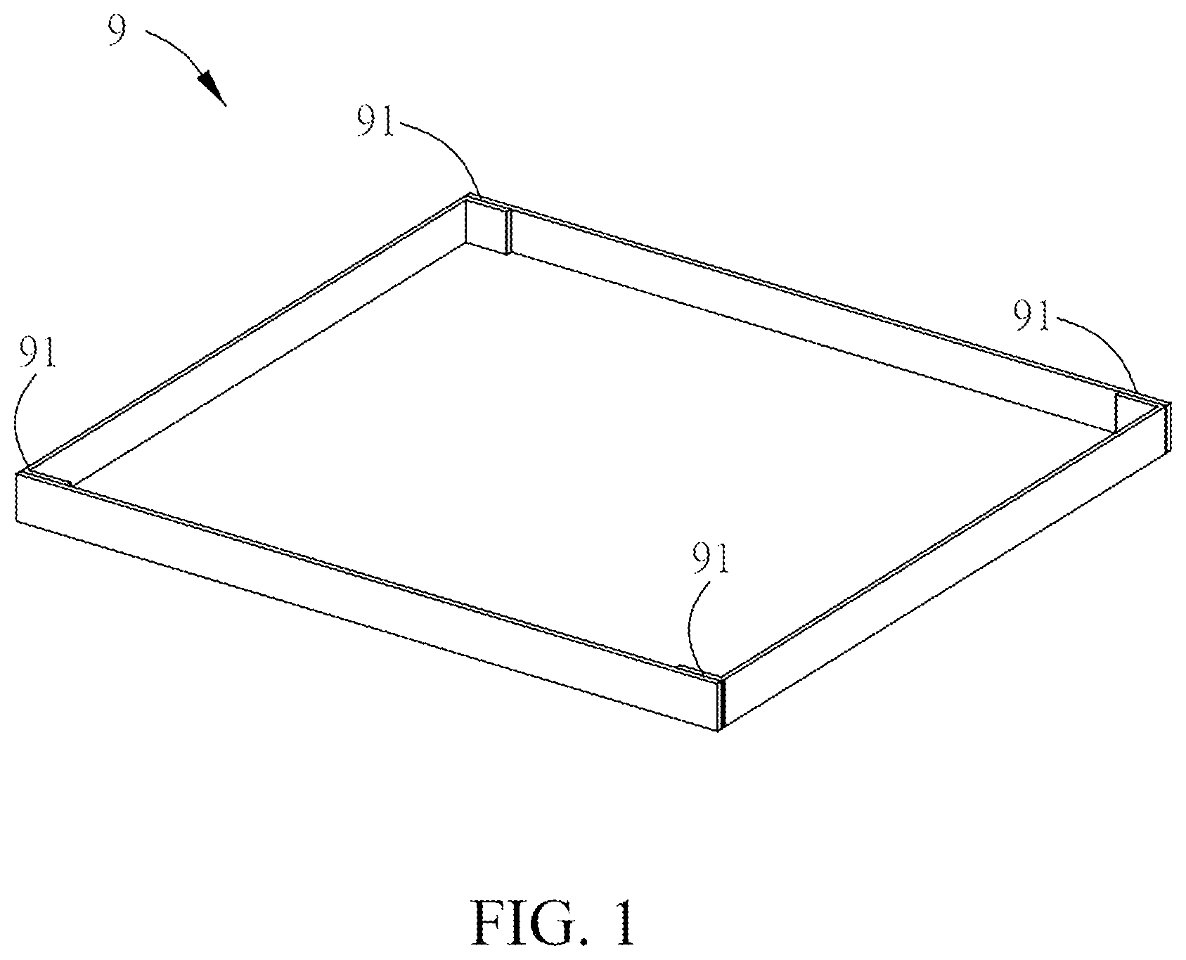 Patent US11772865 Figure 1 – Packaging cover and corner structure thereof