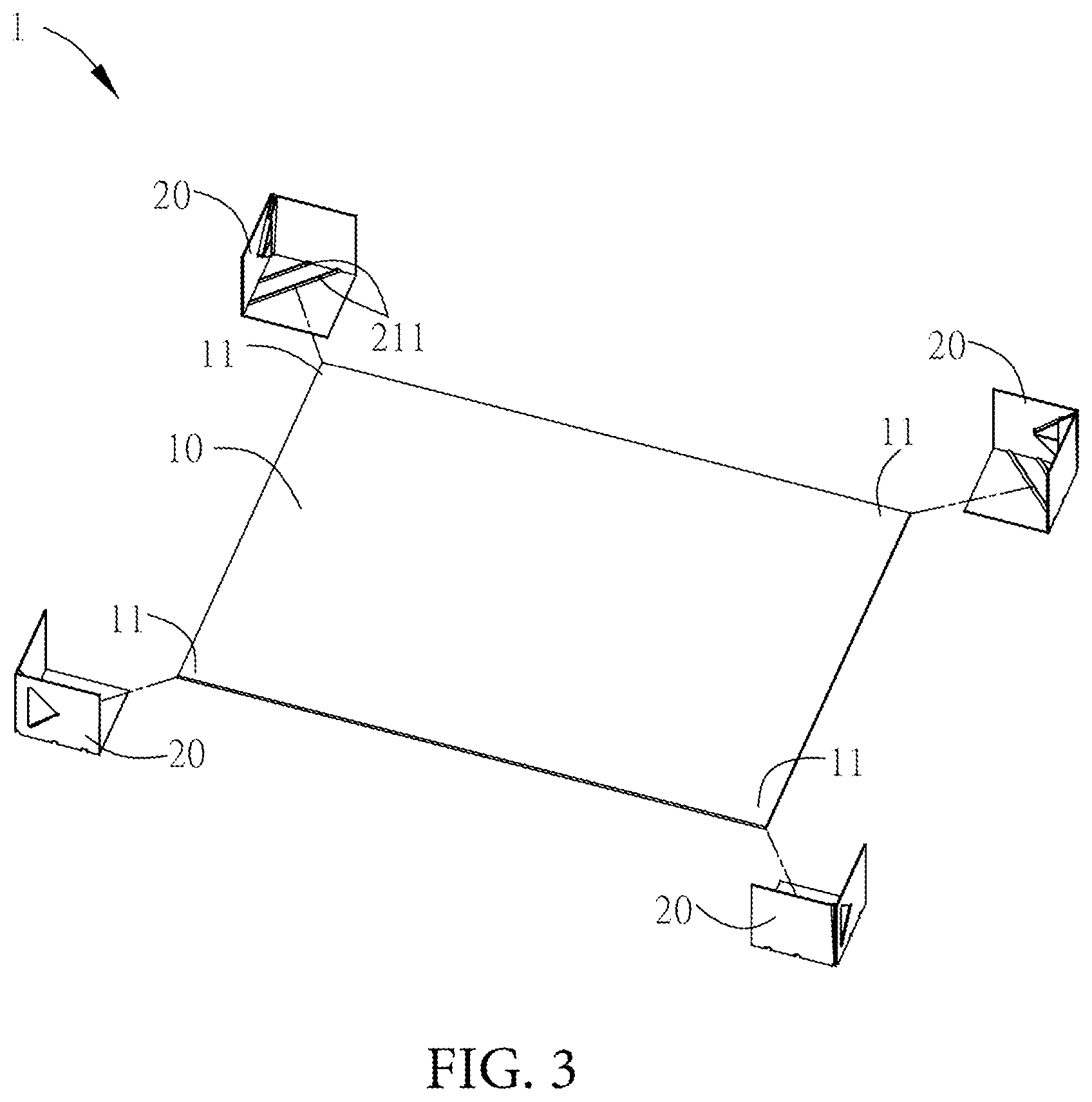 Patent US11772865 Figure 3 – Packaging cover and corner structure thereof