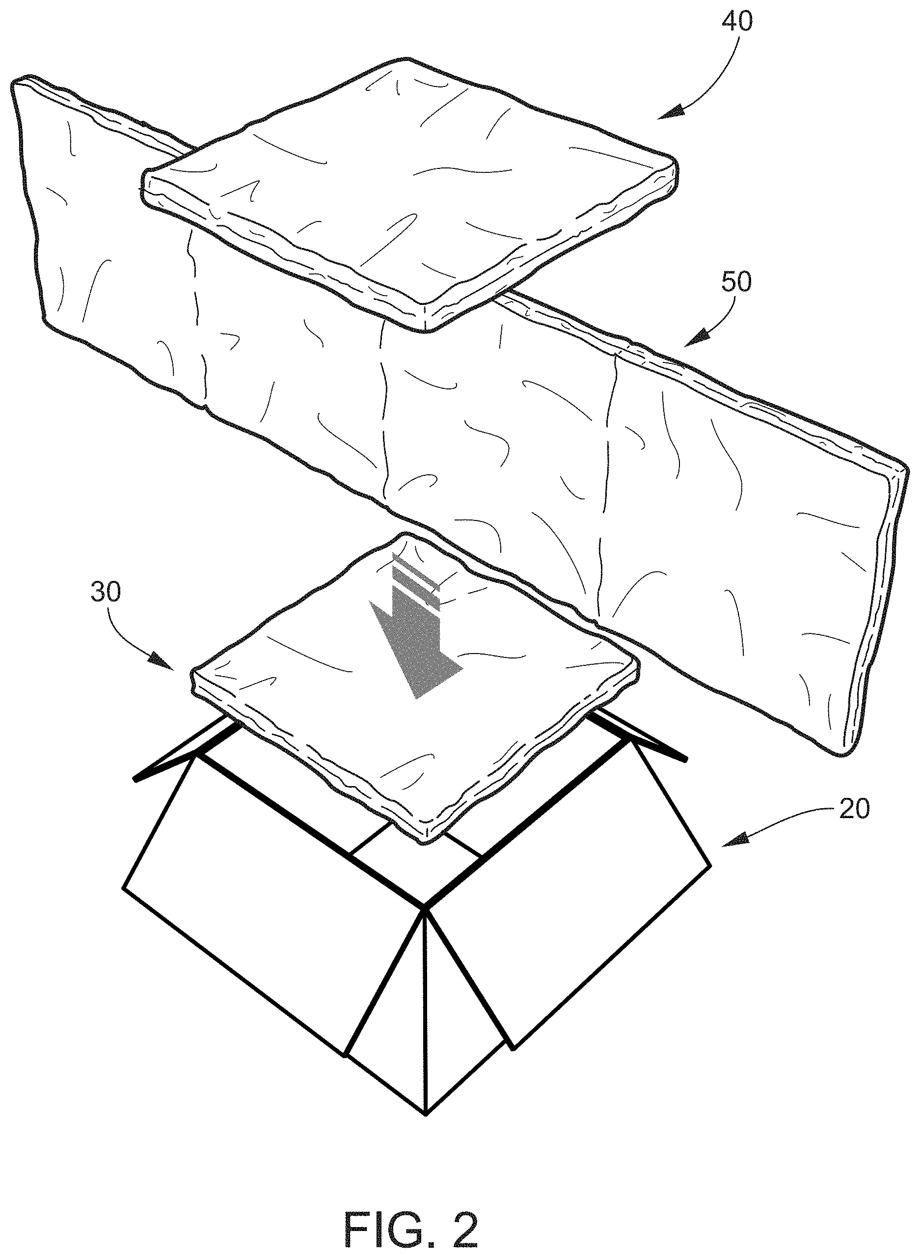 Patent US11772872 Figure 2 – Insulated container and method of forming and loading an insulated container