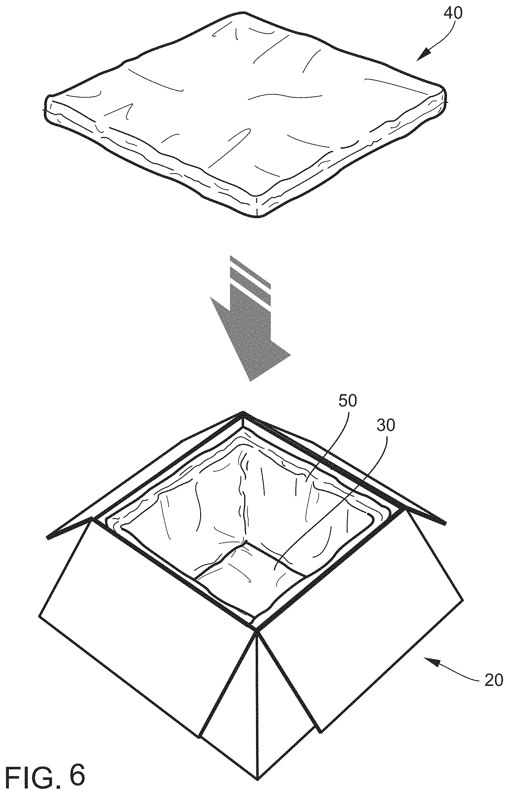 Patent US11772872 Figure 6 – Insulated container and method of forming and loading an insulated container