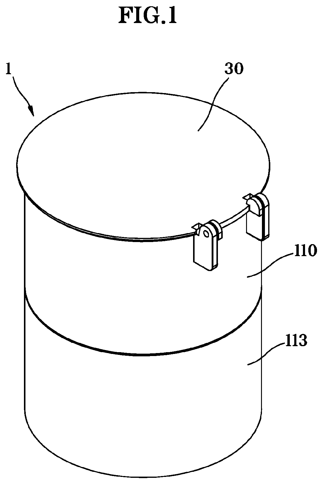 Patent US11772879 — Content receiving device, opening/closing mechanism, and container mechanism comprising the same — Figure 1
