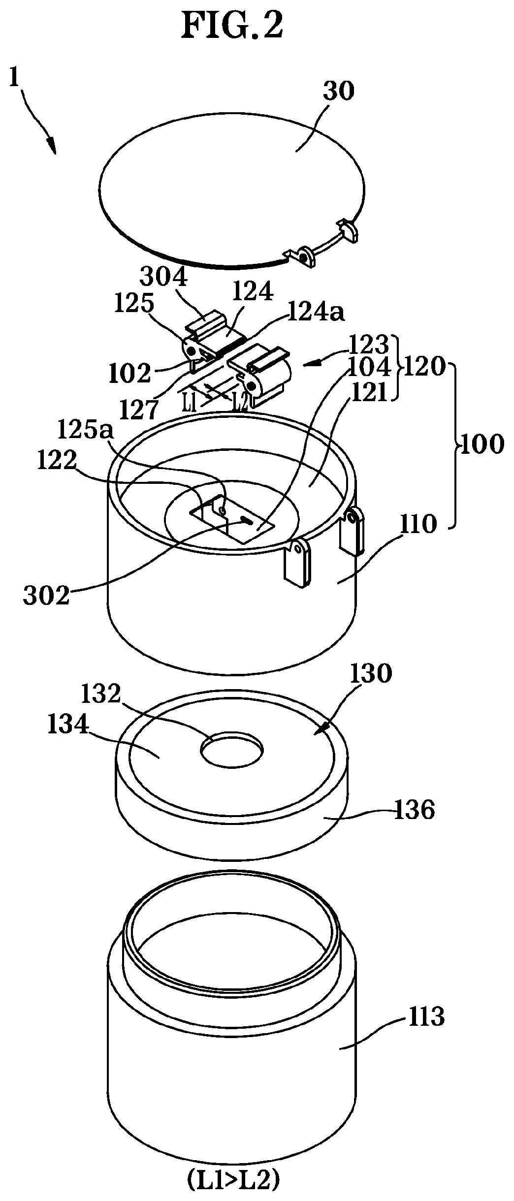 Patent US11772879 Figure 2 – Content receiving device, opening/closing mechanism, and container mechanism comprising the same