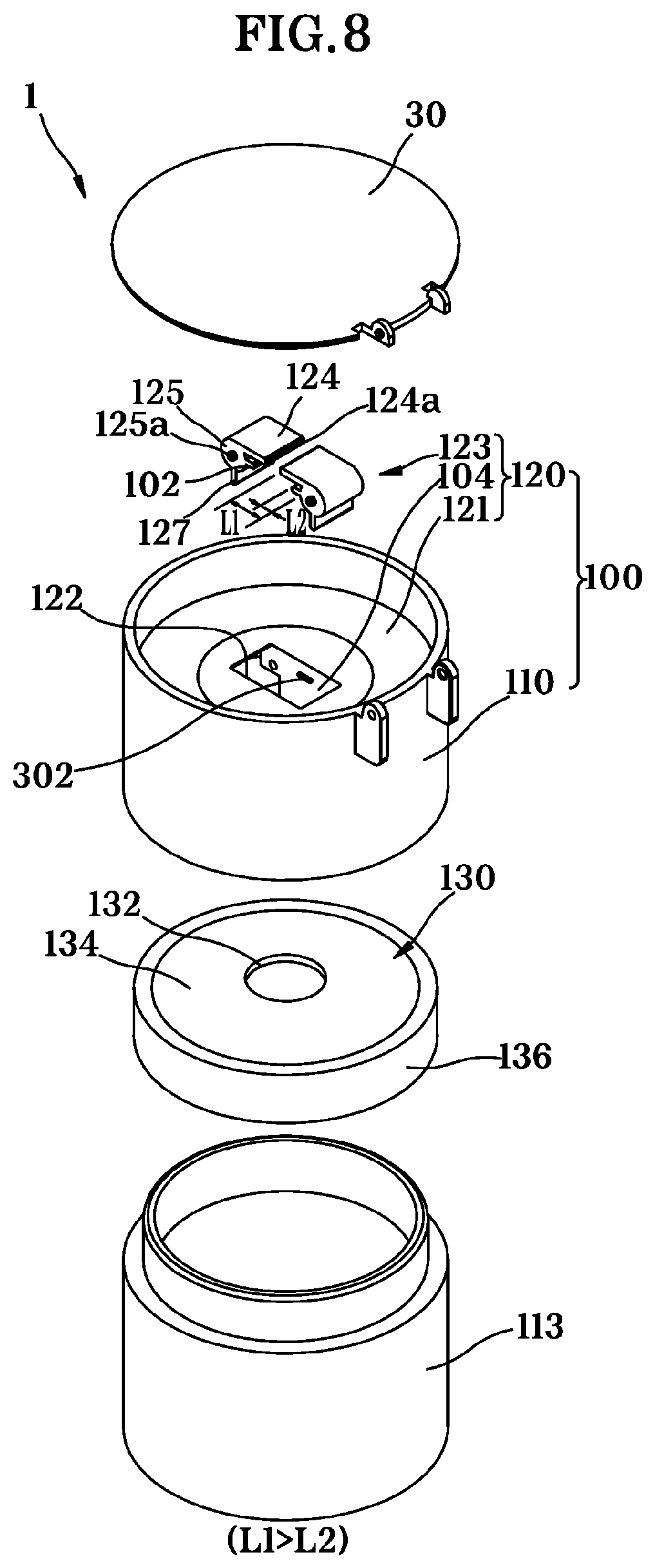 Patent US11772879 Figure 8 – Content receiving device, opening/closing mechanism, and container mechanism comprising the same