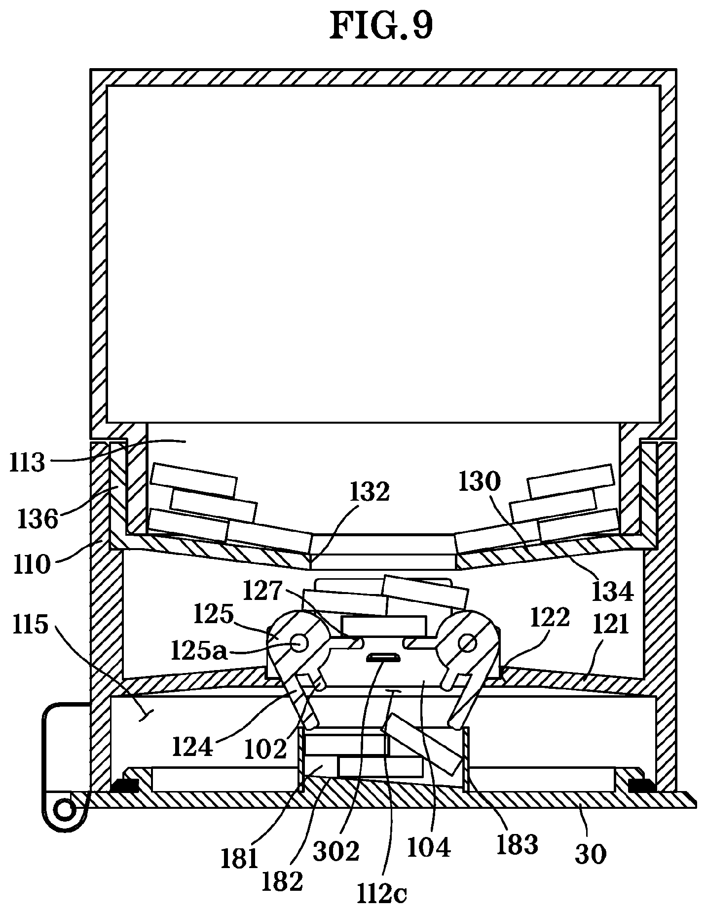 Patent US11772879 Figure 9 – Content receiving device, opening/closing mechanism, and container mechanism comprising the same