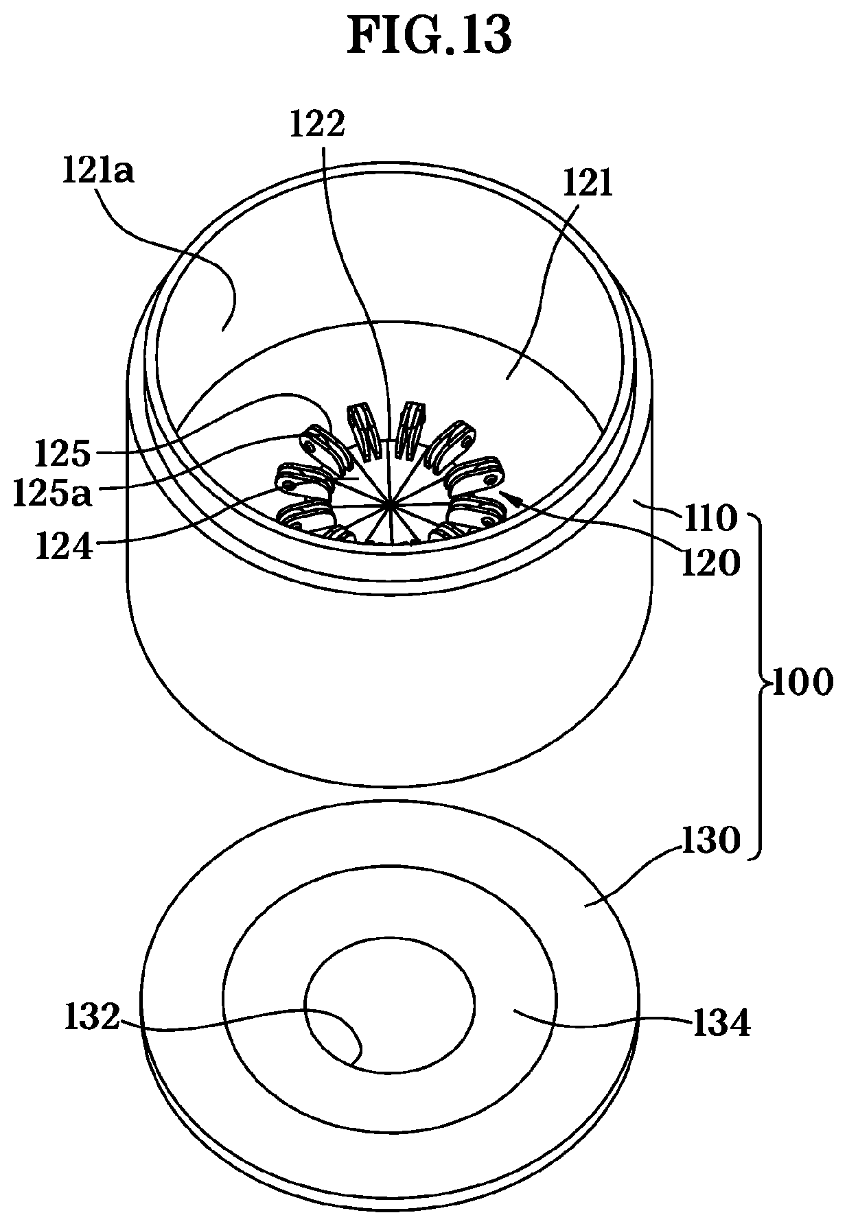 Patent US11772879 Figure 13 – Content receiving device, opening/closing mechanism, and container mechanism comprising the same
