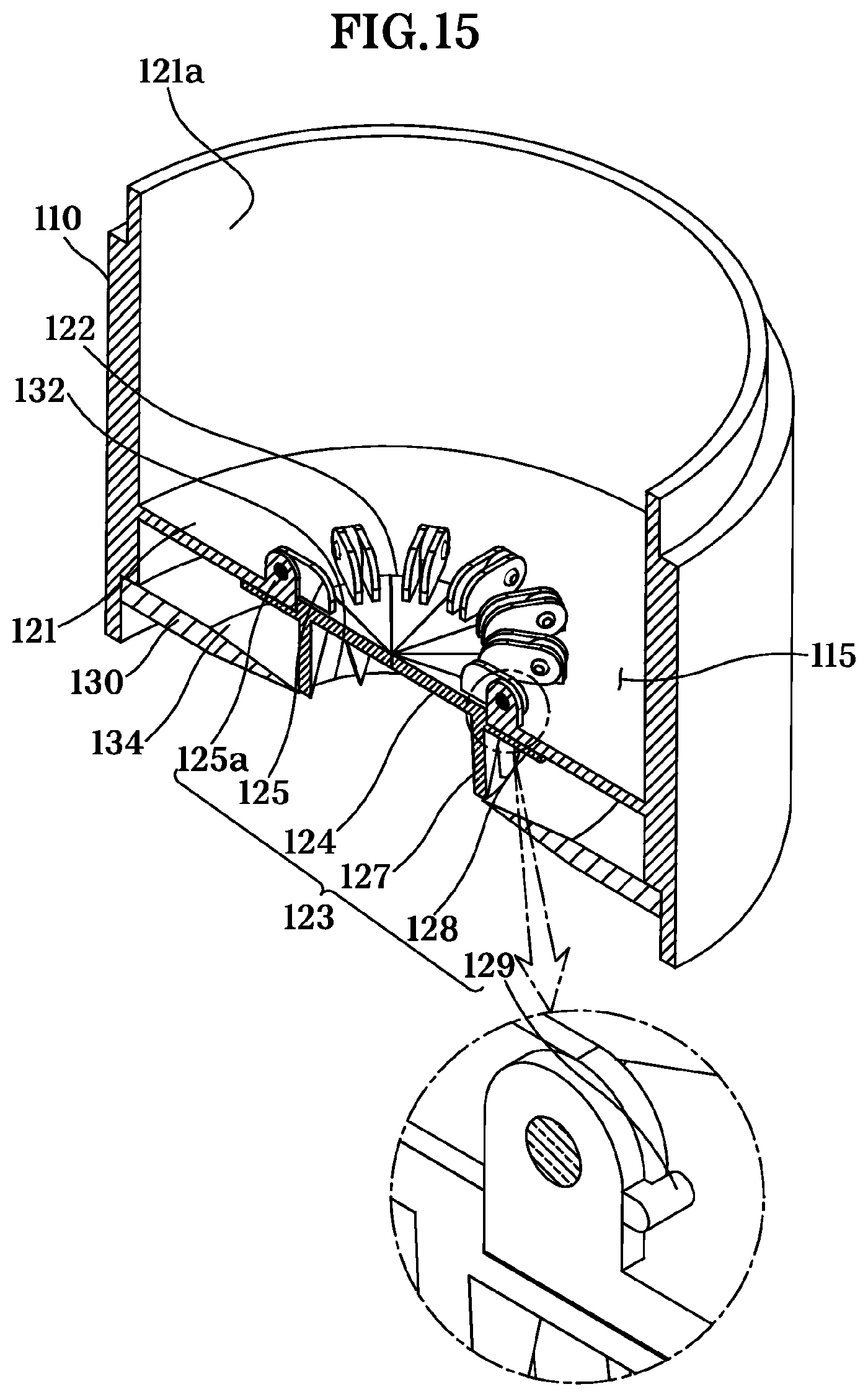 Patent US11772879 Figure 15 – Content receiving device, opening/closing mechanism, and container mechanism comprising the same