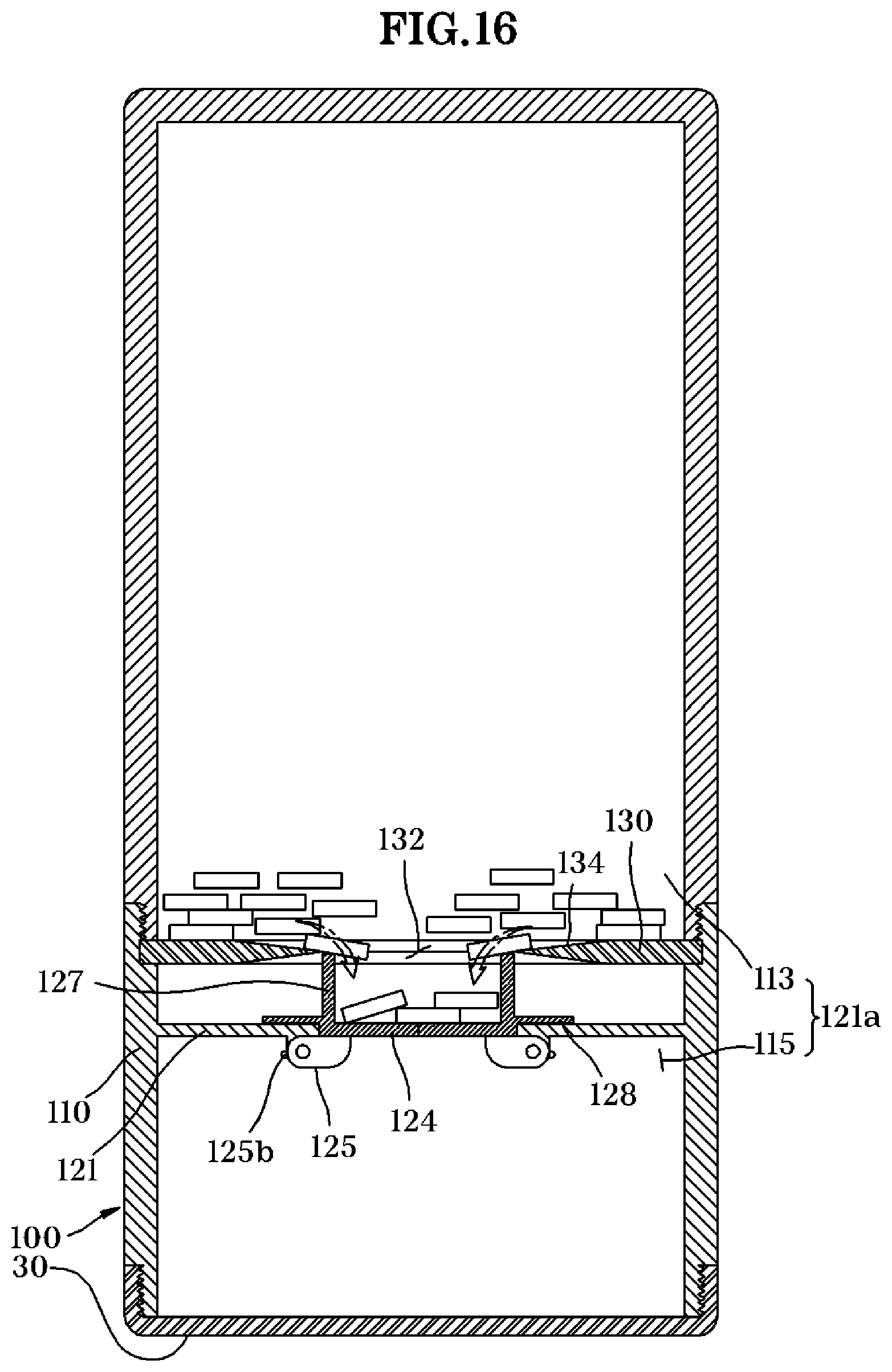 Patent US11772879 Figure 16 – Content receiving device, opening/closing mechanism, and container mechanism comprising the same
