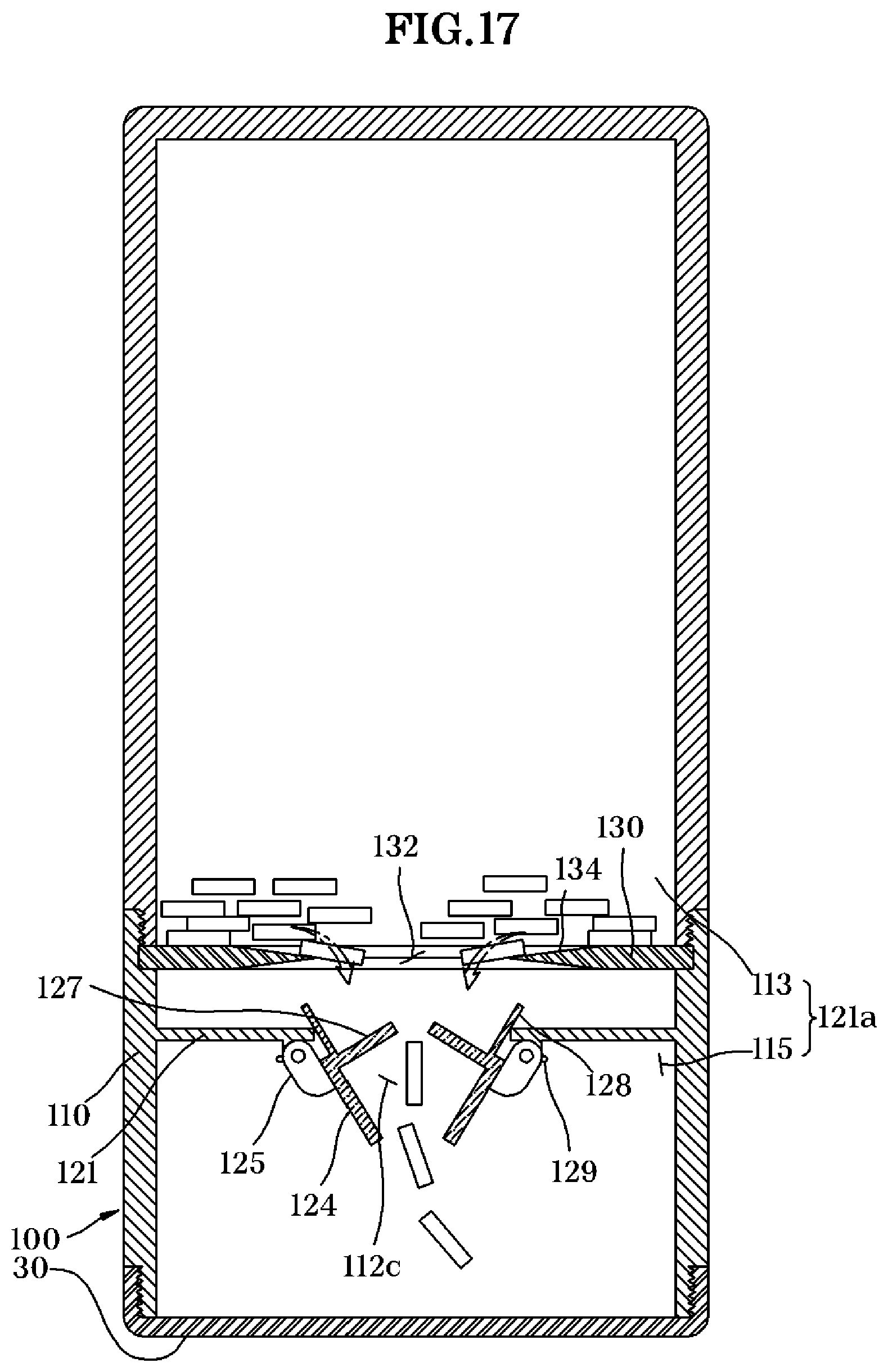 Patent US11772879 Figure 17 – Content receiving device, opening/closing mechanism, and container mechanism comprising the same