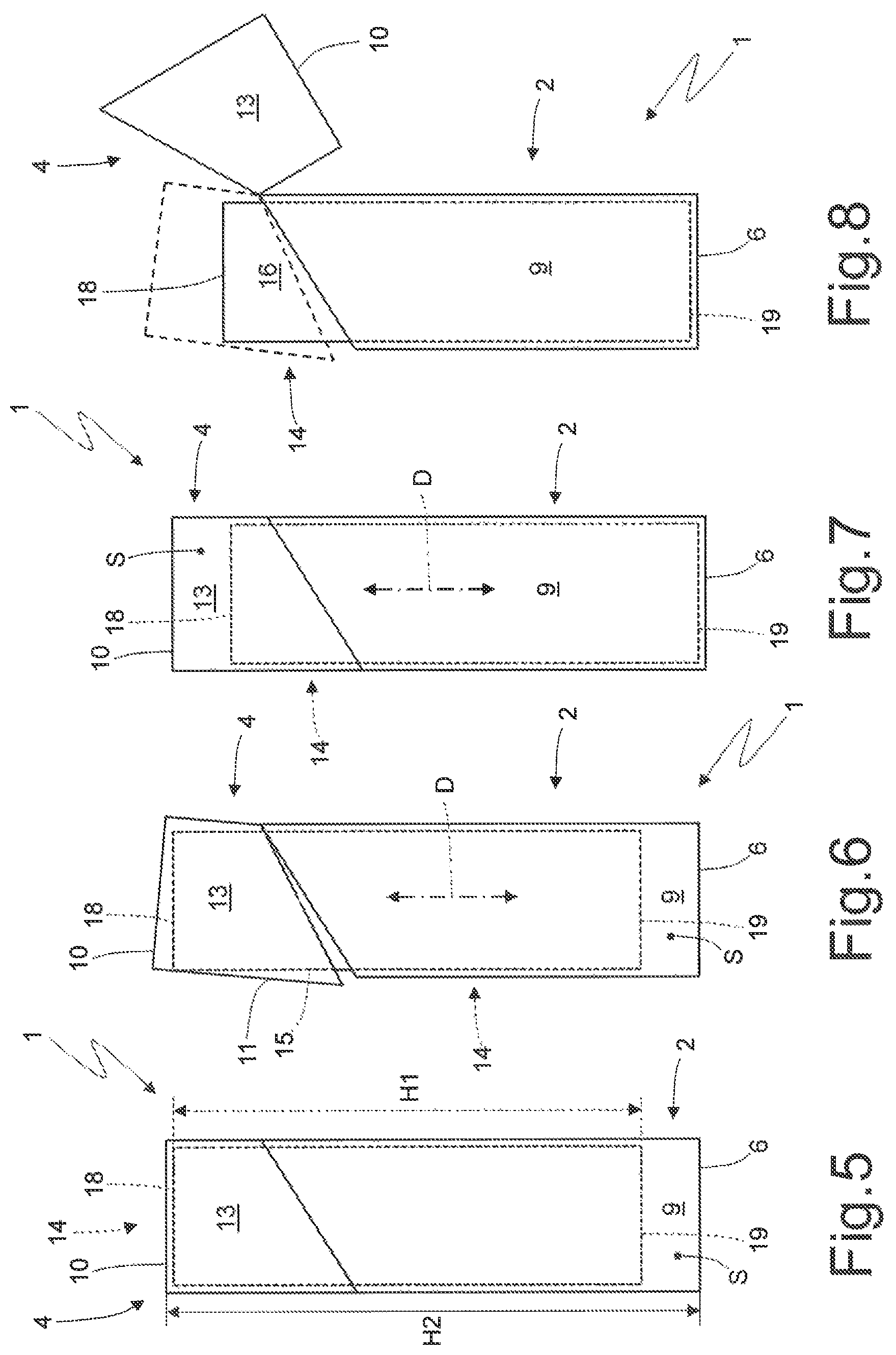 Patent US11772882 Figure 4 – Rigid pack for smoking articles provided with a hinged lid
