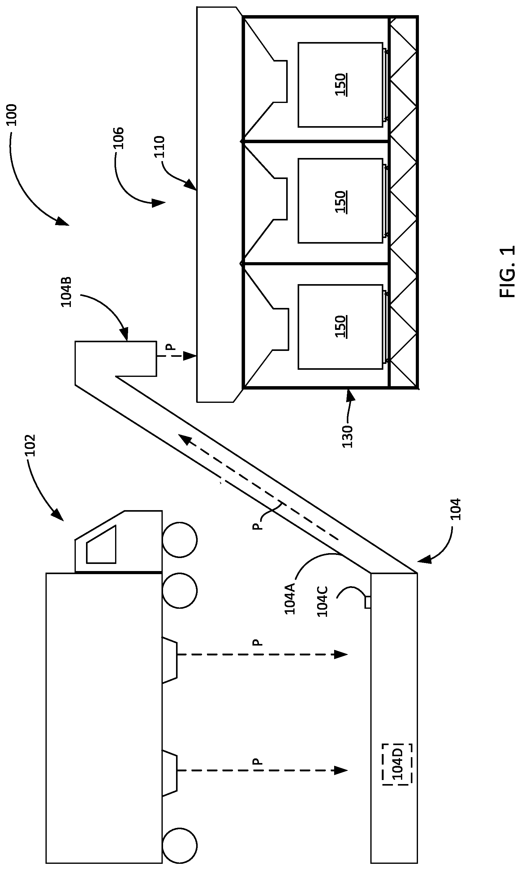 Patent US11772886 Figure 1 – Reloadable containerized system for wet and dry proppants and methods of making and using same