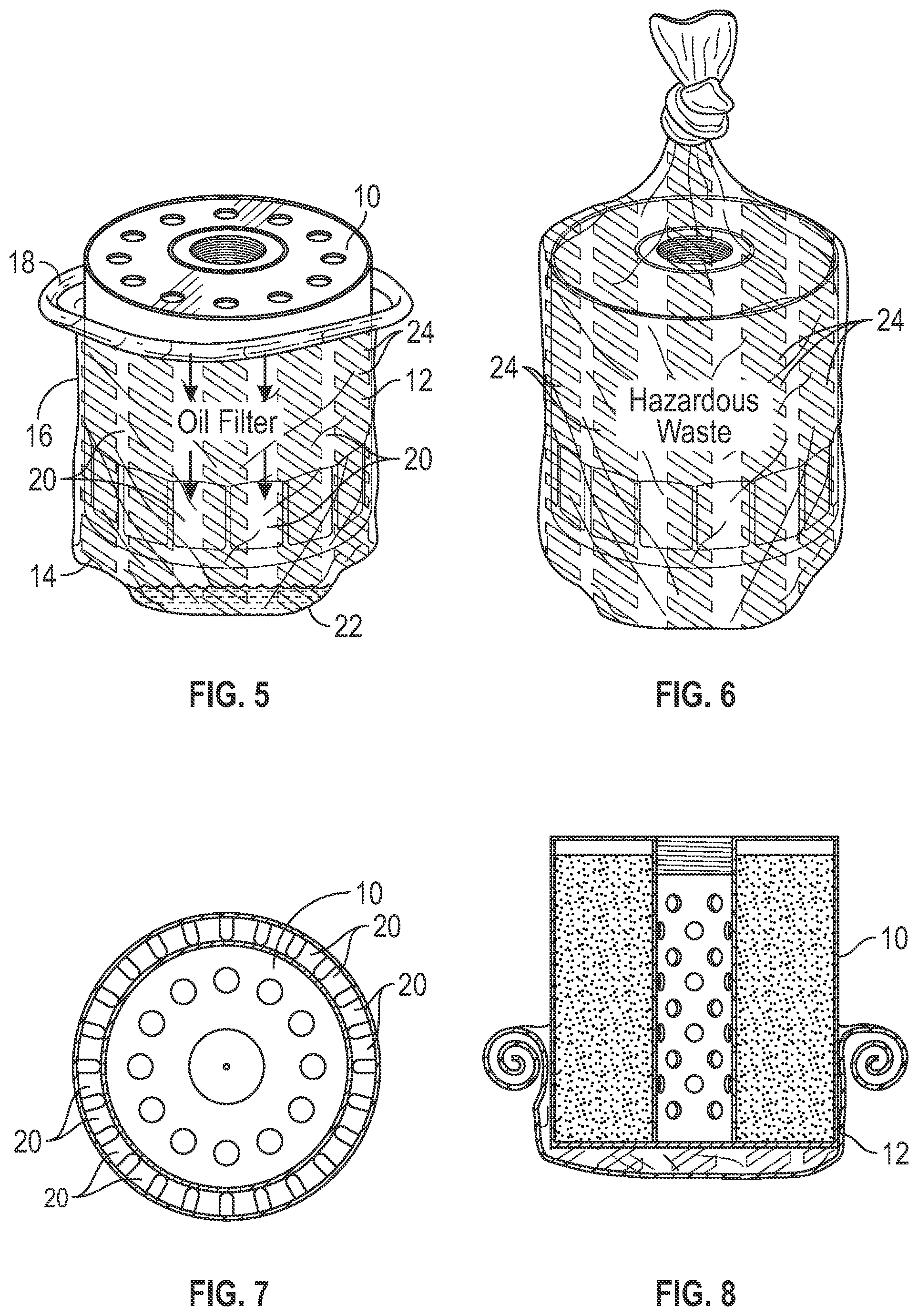 Patent US11772887 Figure 2 – Disposable sheath for oil filter removal and containment