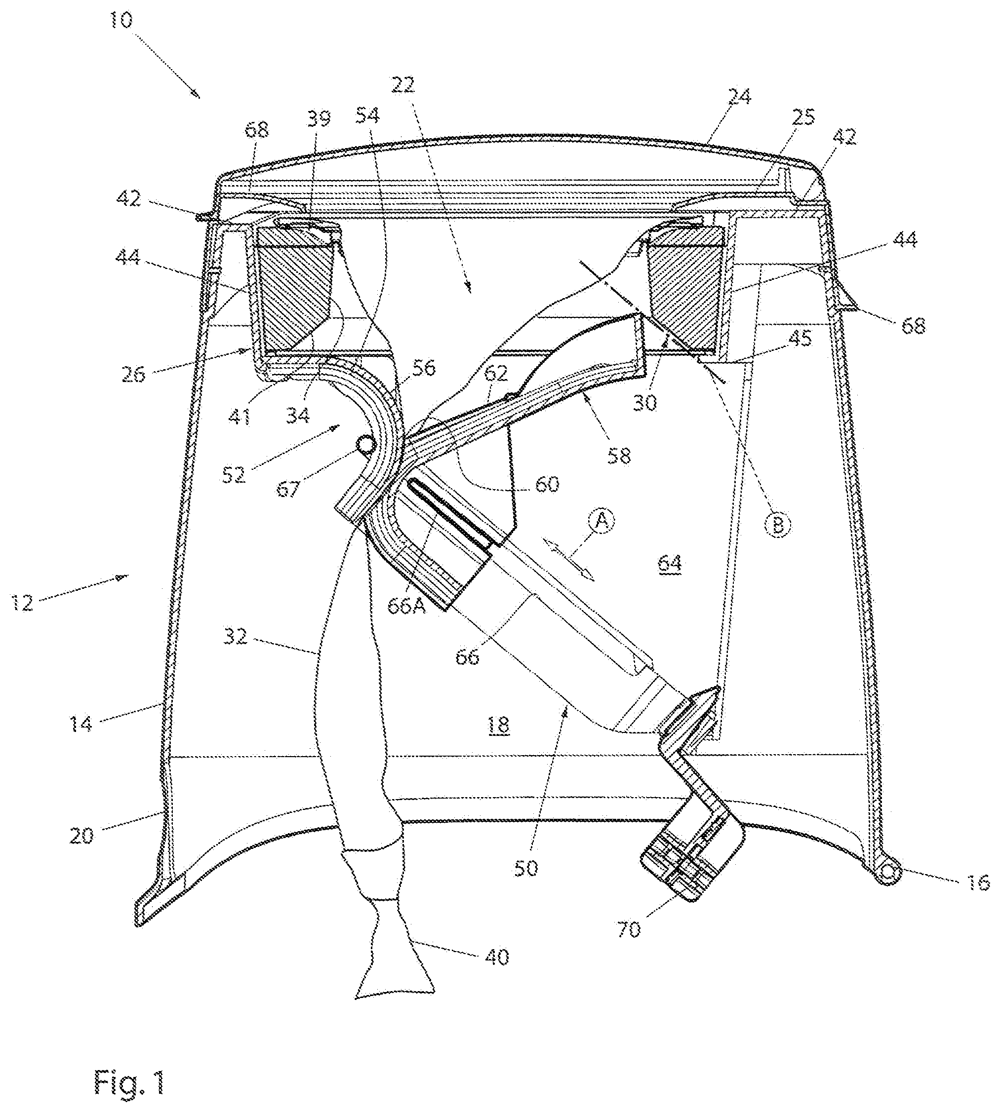 Patent US11772888 Figure 1 – Cassette and apparatus for packing disposable objects into an elongated tube of flexible material