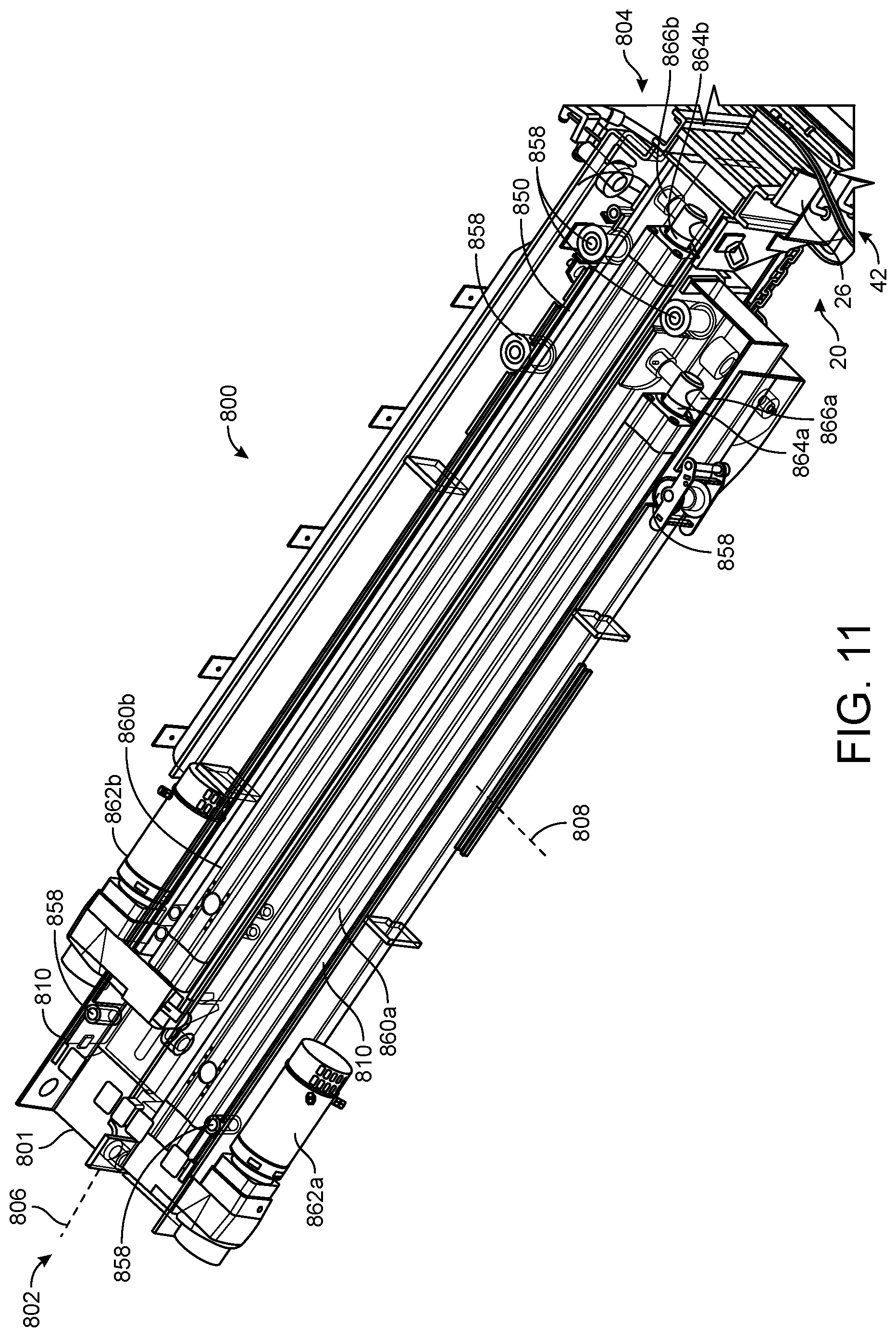 Patent US11772890 Figure 8 – Refuse vehicle with electric reach apparatus