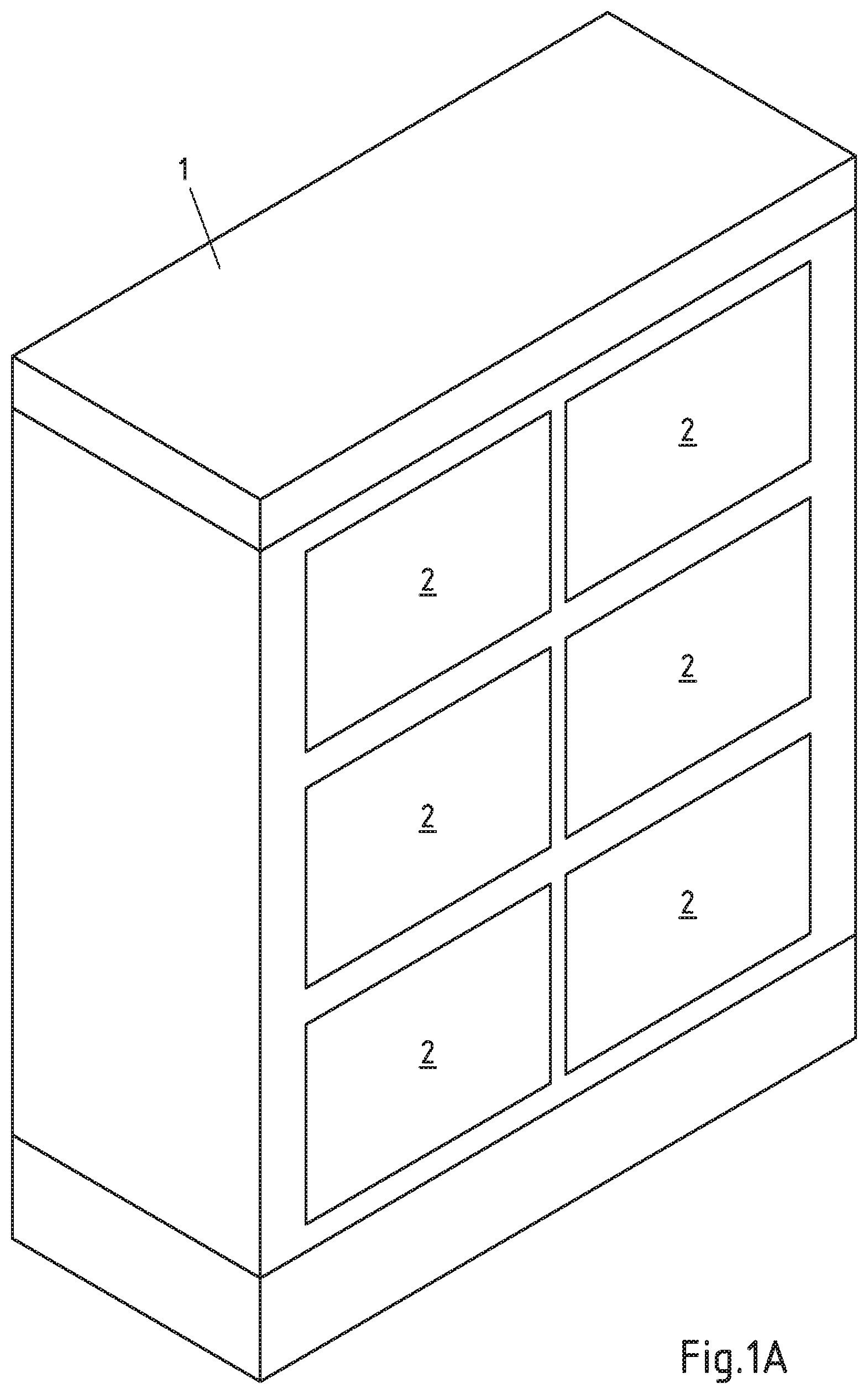 Patent US11772891 Figure 1 – Piece goods box and method for transferring and storing piece goods in a piece goods box