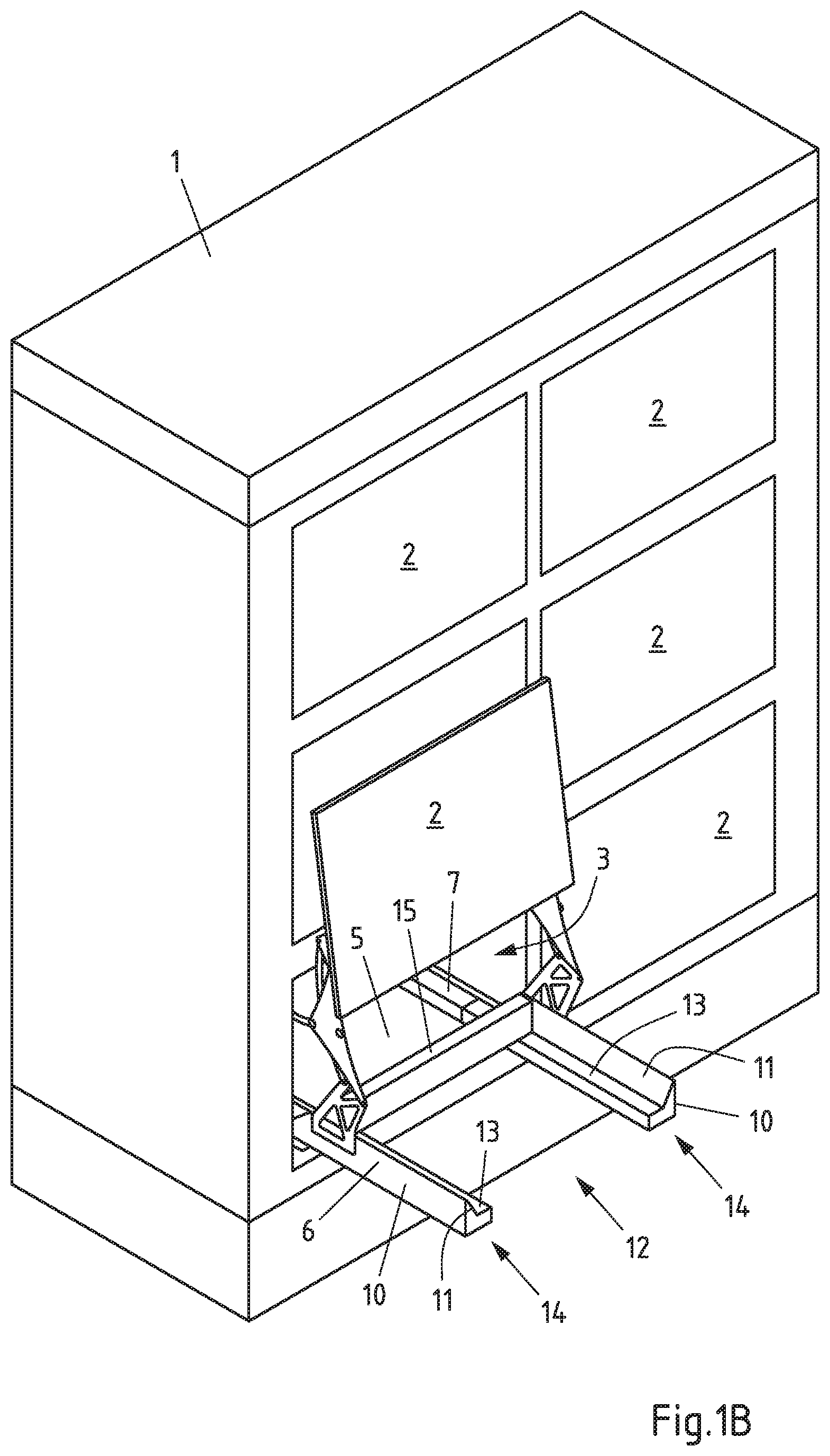 Patent US11772891 Figure 2 – Piece goods box and method for transferring and storing piece goods in a piece goods box