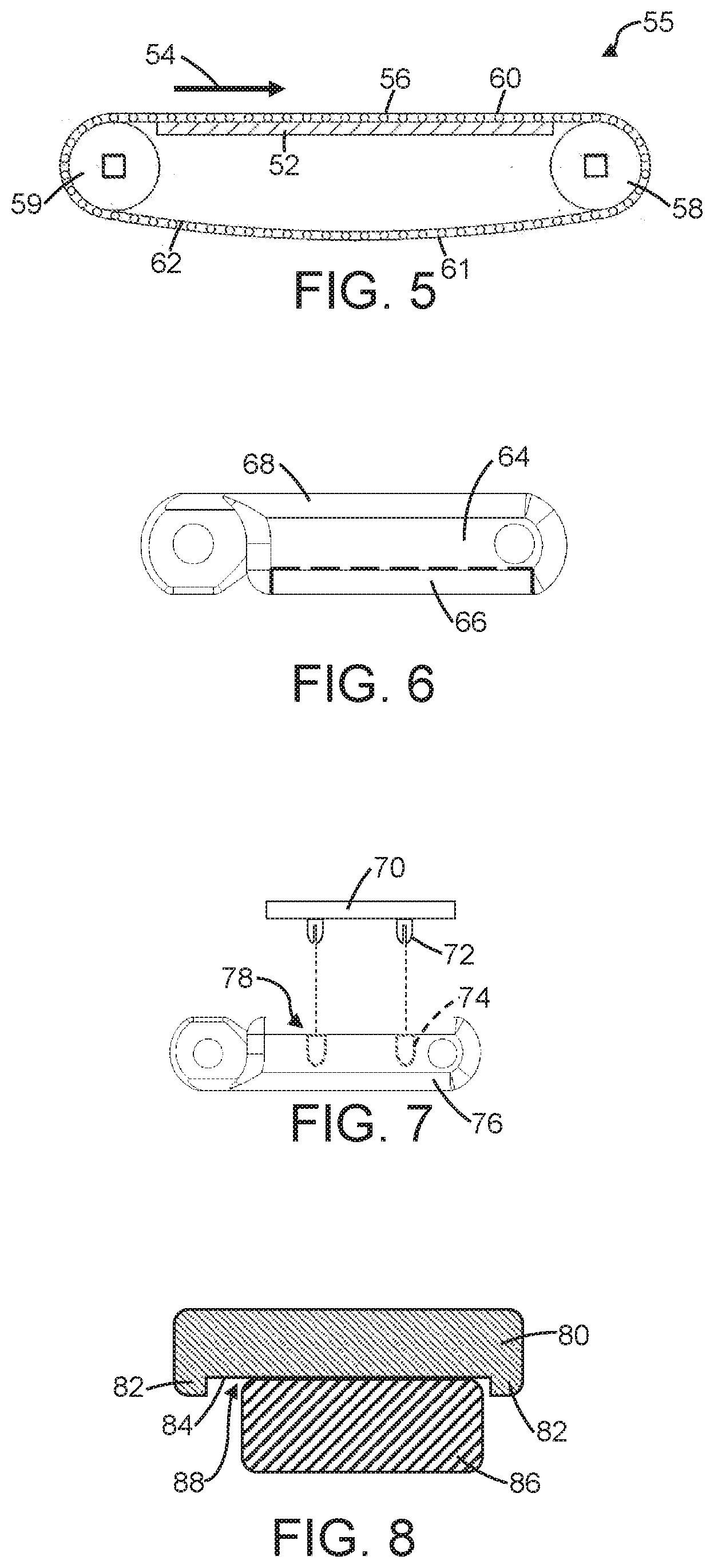 Patent US11772897 Figure 2 – Conveyor belt and module with wear pads