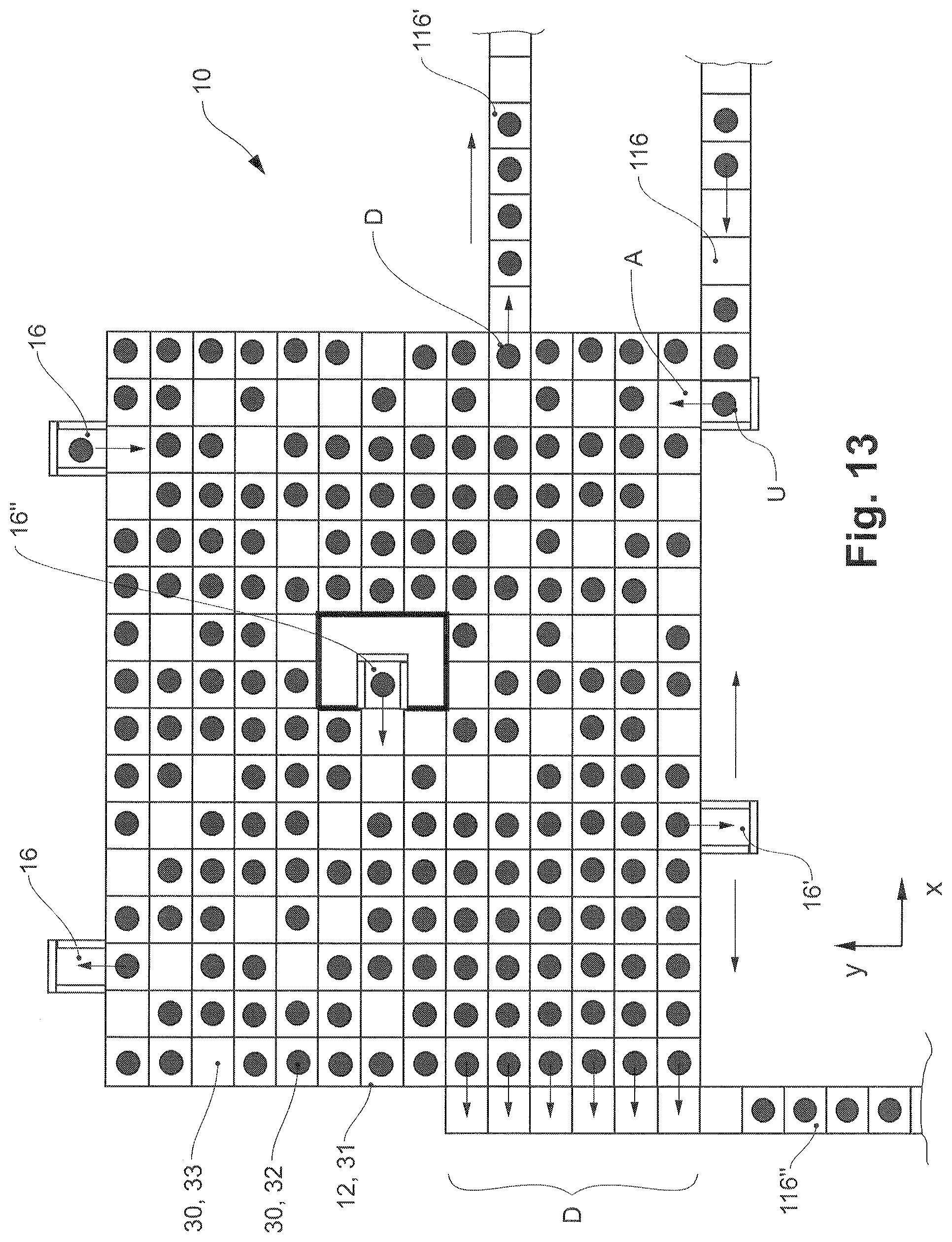 Patent US11772898 Figure 14 – Devices and installations for the automated storage and commissioning of goods and methods for operating such devices and installations