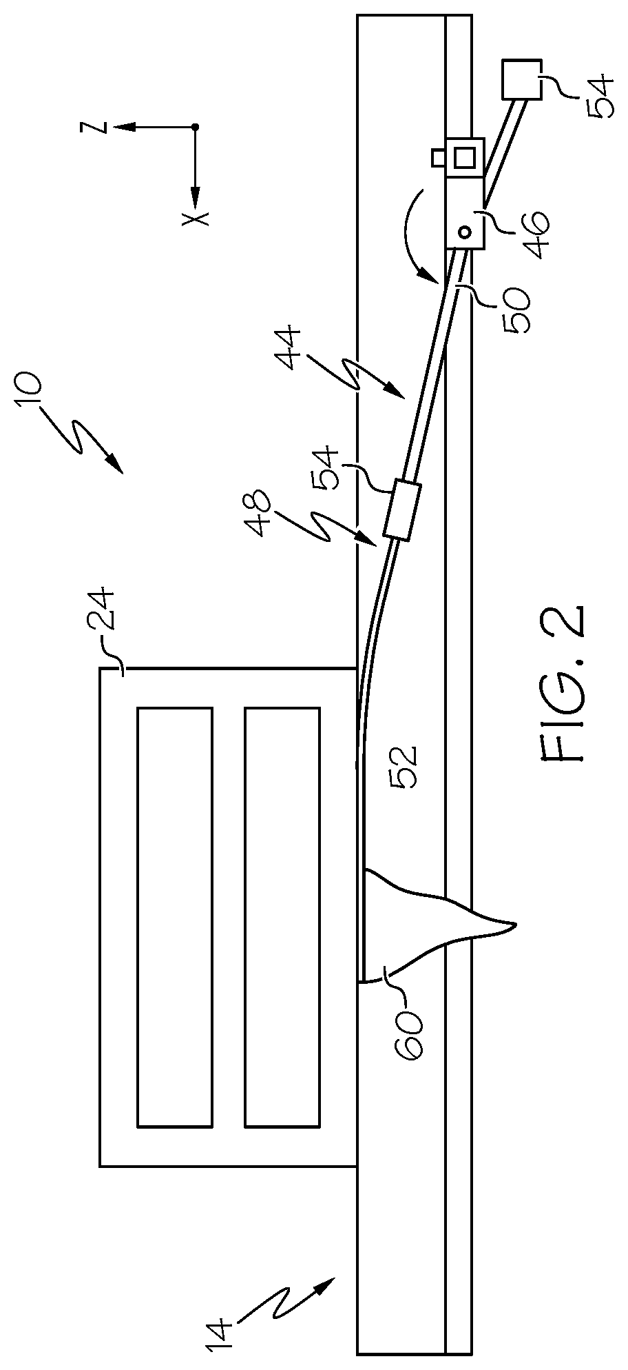 Patent US11772900 Figure 2 – Conveyor systems including awareness flag mechanisms